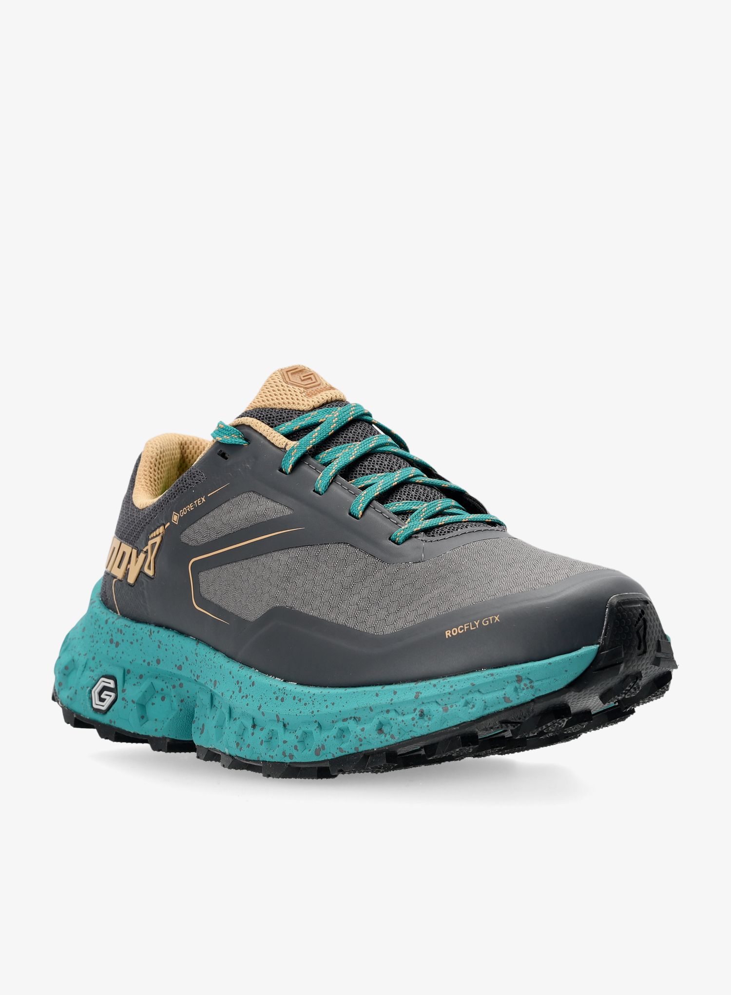 Ženske planinarske cipele Inov-8 RocFly G 350 GTX - slate/teal/sand