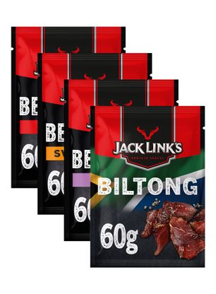 Set Jack Link's 4-Pack Beef Jerky 3 x 60 g + Biltong 1 x 60 g