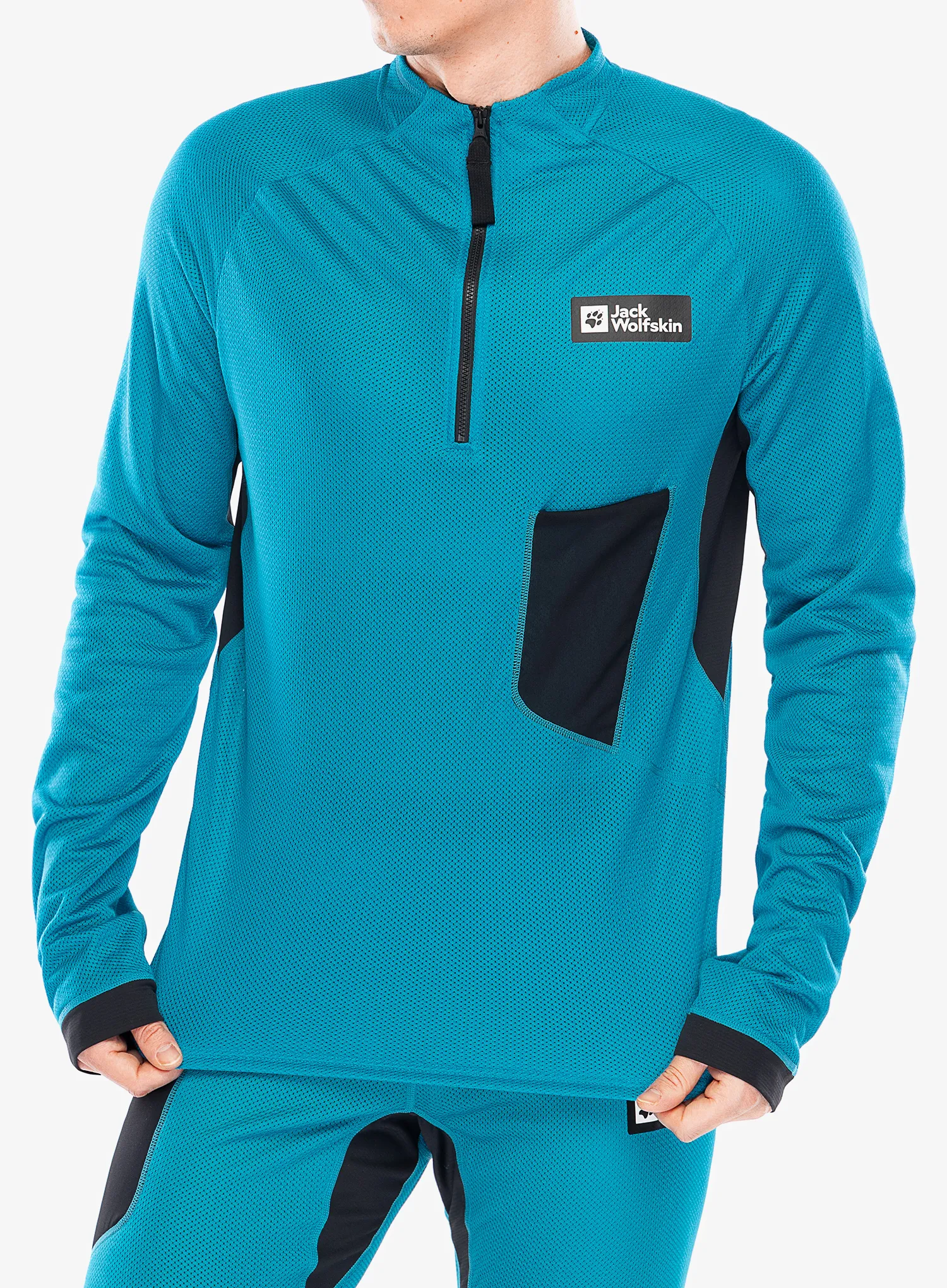 Dukserica s 1/2 patentnim zatvaračem Jack Wolfskin Expdn Octa HZ - everest blue
