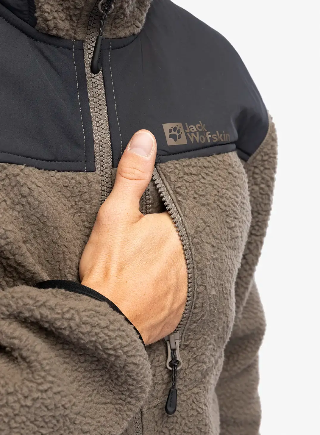 Jakna od flisa Jack Wolfskin Kammweg Pile FZ - cold coffee