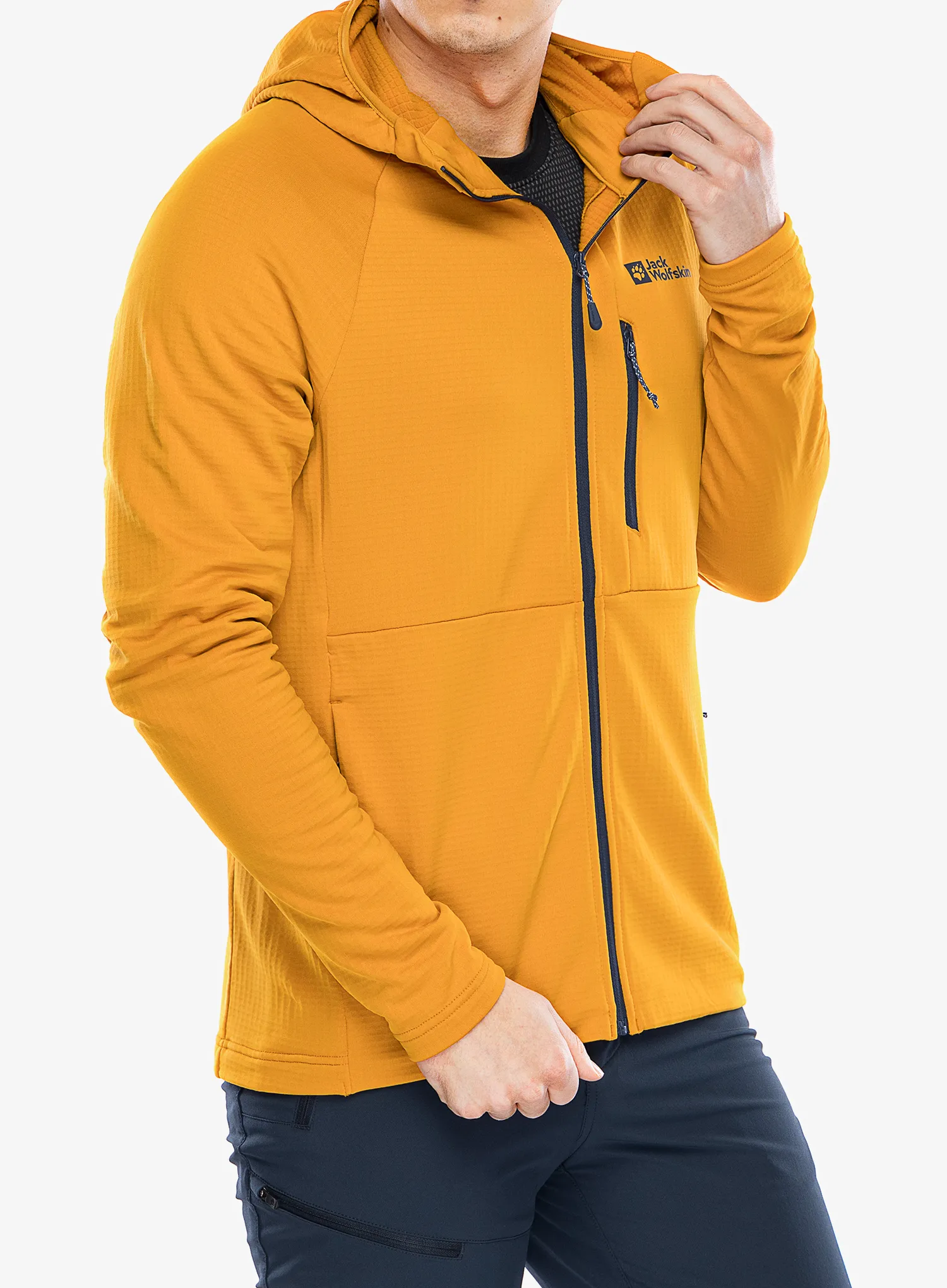Majica s kapuljačom Jack Wolfskin Kolbenberg Hooded FZ - safflower