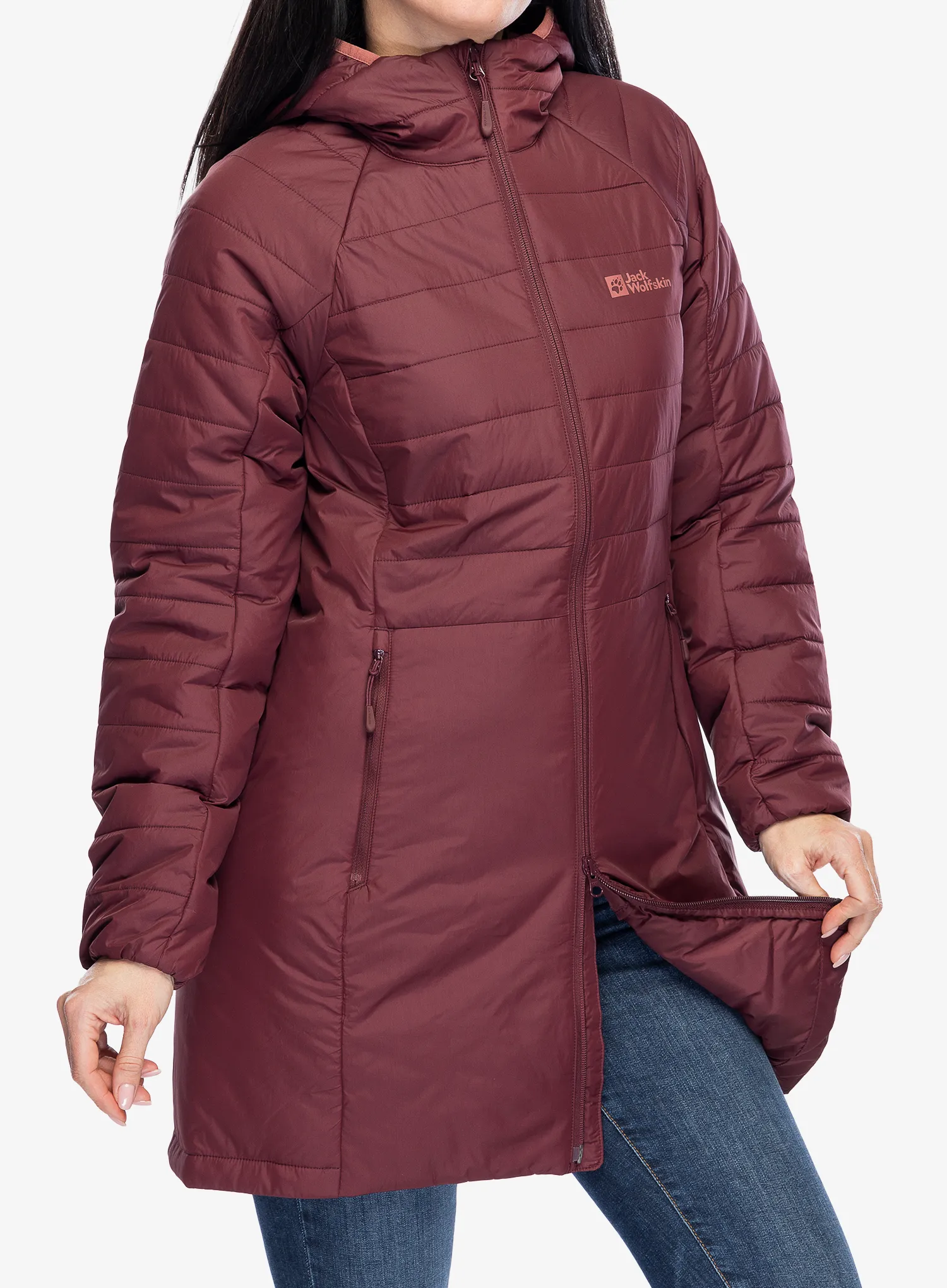 Ženski kaput Jack Wolfskin Lapawa Ins Coat - dark maroon