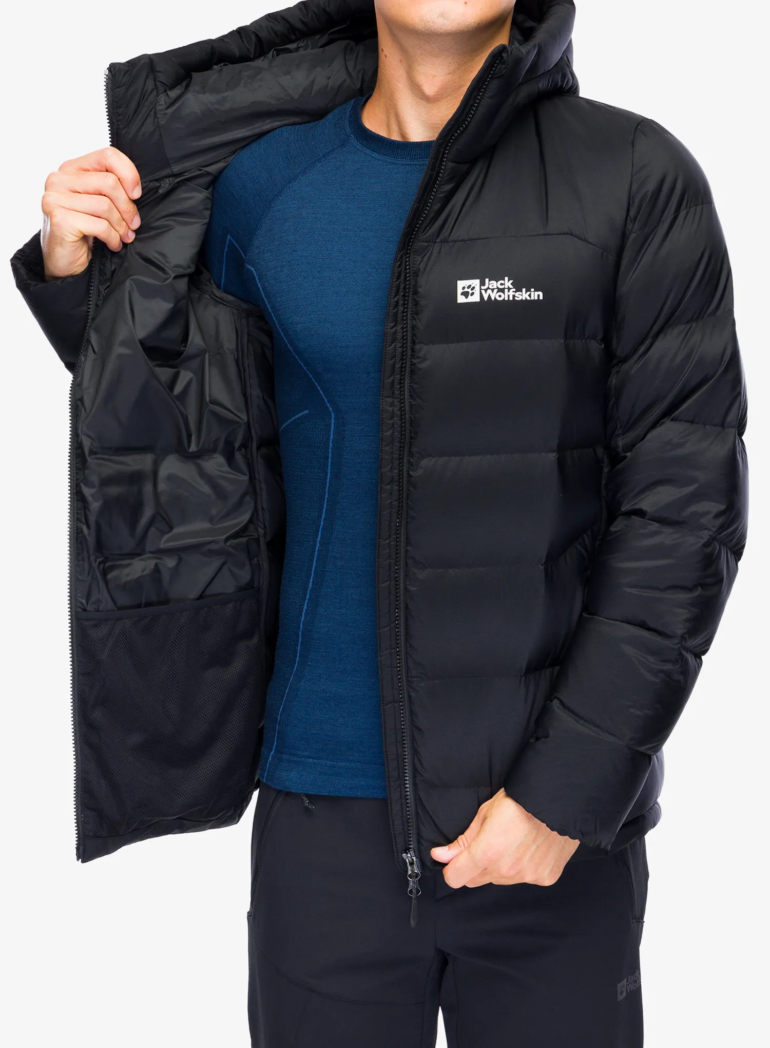 Pernata jakna Jack Wolfskin Nebelhorn Down Hoody - black