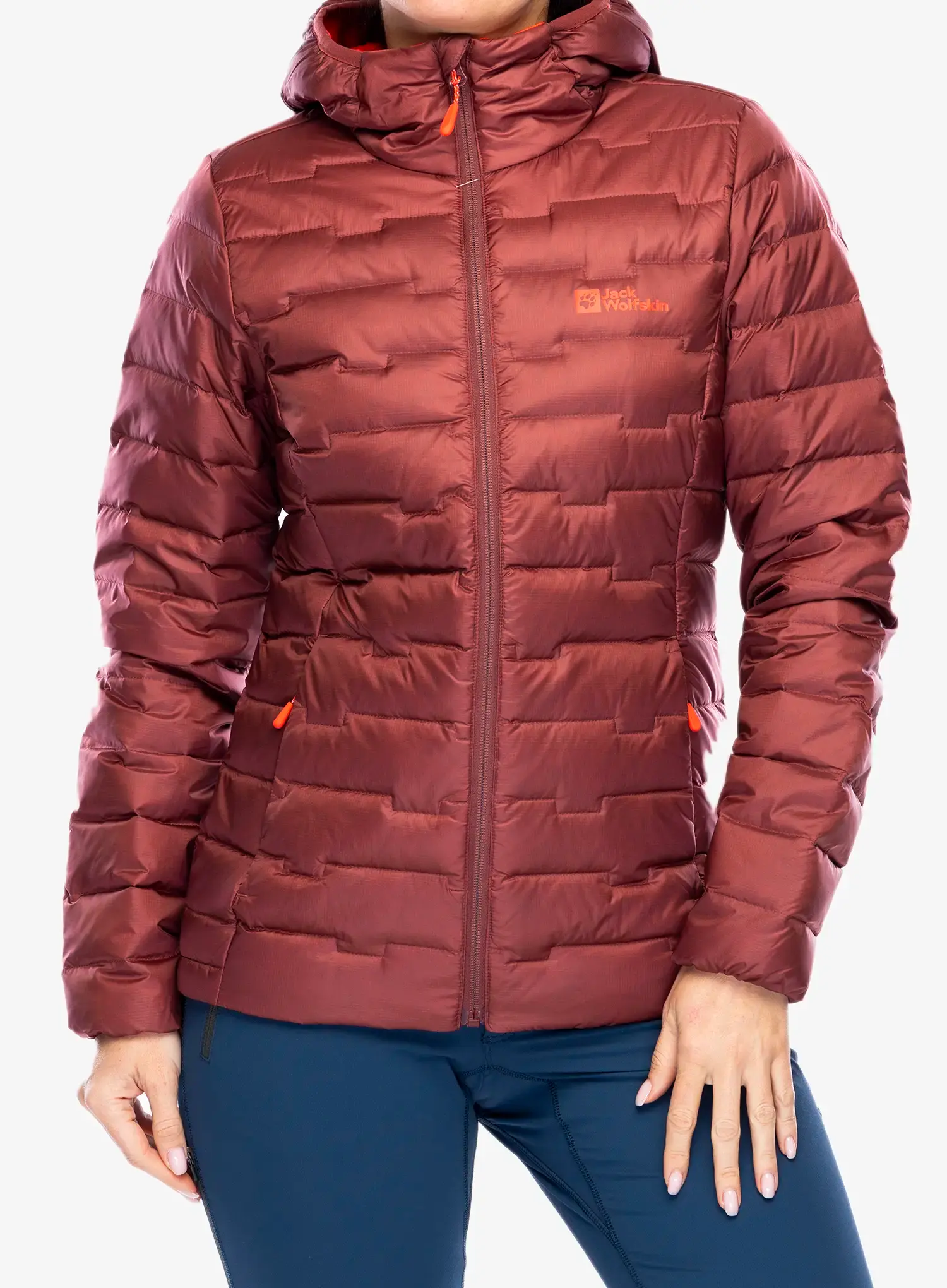 Ženska perjana jakna Jack Wolfskin Passamani Down Hoody - red ochre