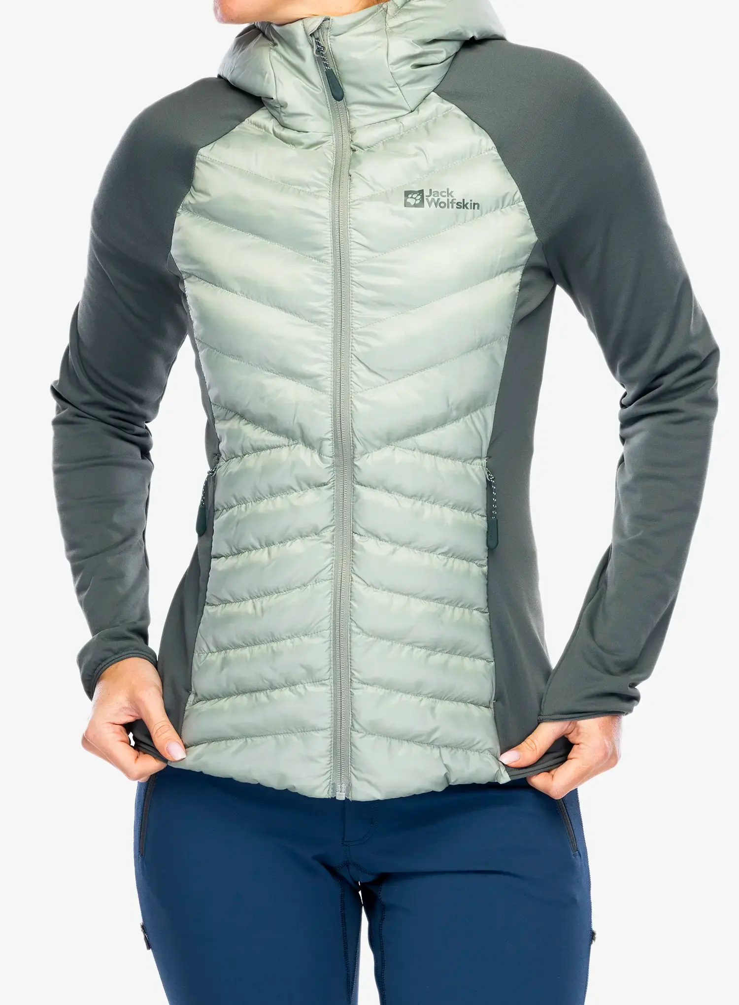 Ženska hibridna jakna Jack Wolfskin Routeburn Pro Hybrid - mint leaf