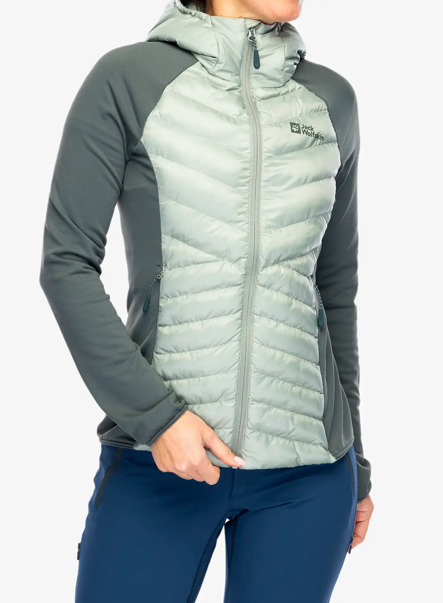 Ženska hibridna jakna Jack Wolfskin Routeburn Pro Hybrid - mint leaf