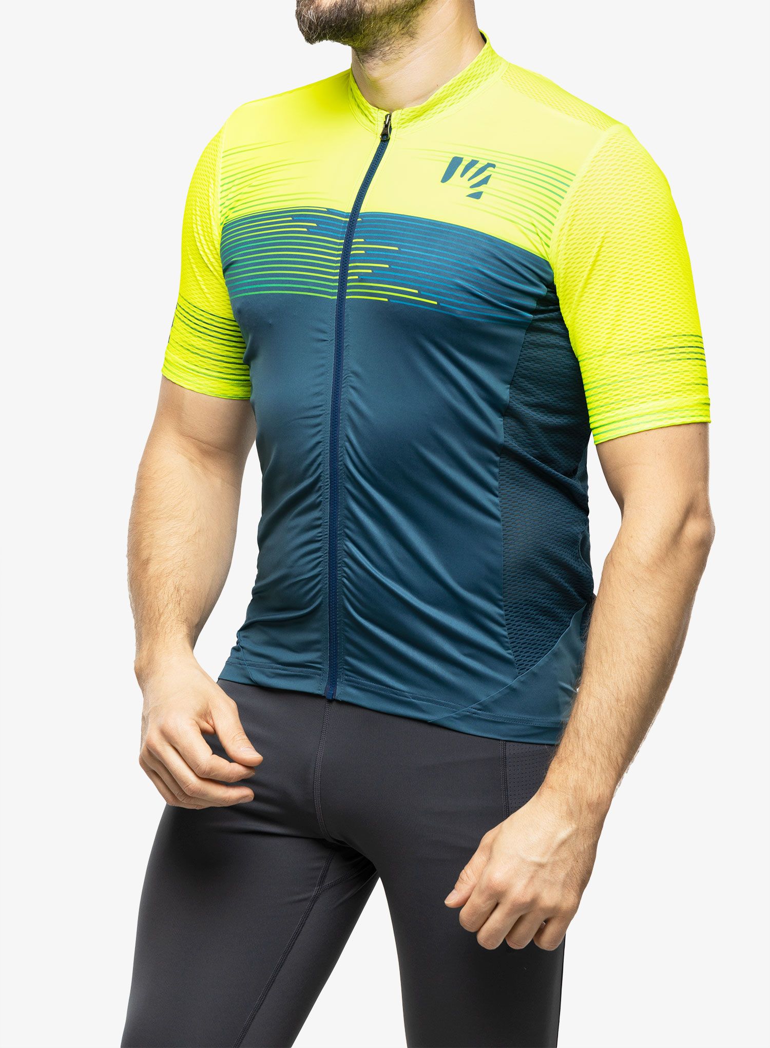 Biciklistička majica Karpos Green Fire Jersey - refl.pond/yellow/enamel blue