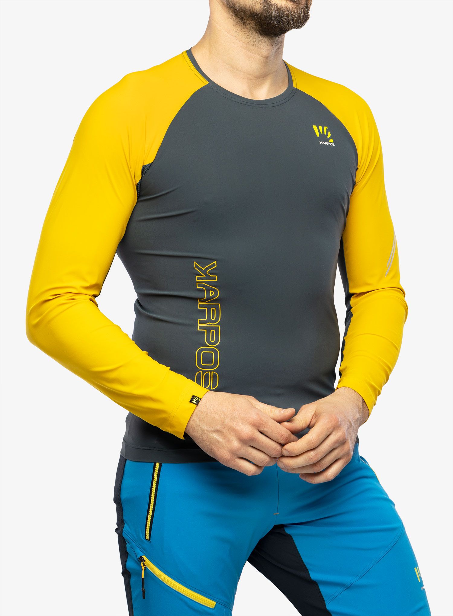 Dukserica za trčanje Karpos Lavaredo Jersey LS - dark slate/lemon curry