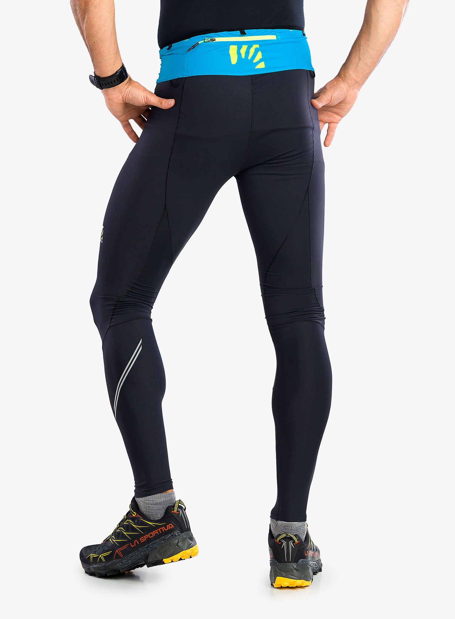 Tajice za trčanje Karpos lavaredo Winter Tight - black/blue jewel