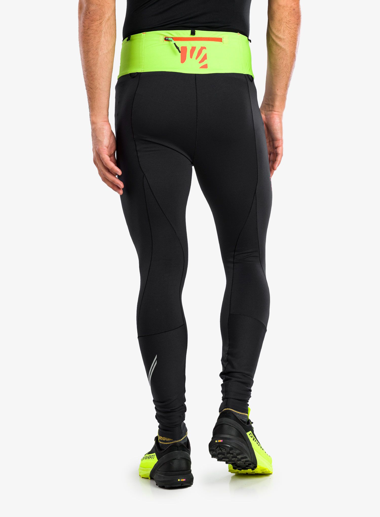 Tajice za trčanje Karpos Lavaredo Winter Tight - black/lime green/grenadine