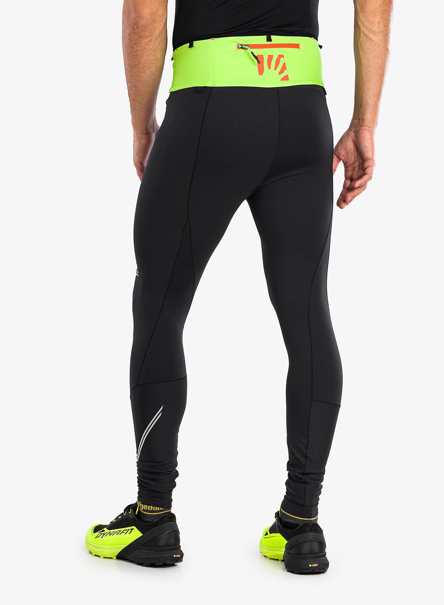 Tajice za trčanje Karpos Lavaredo Winter Tight - black/lime green/grenadine