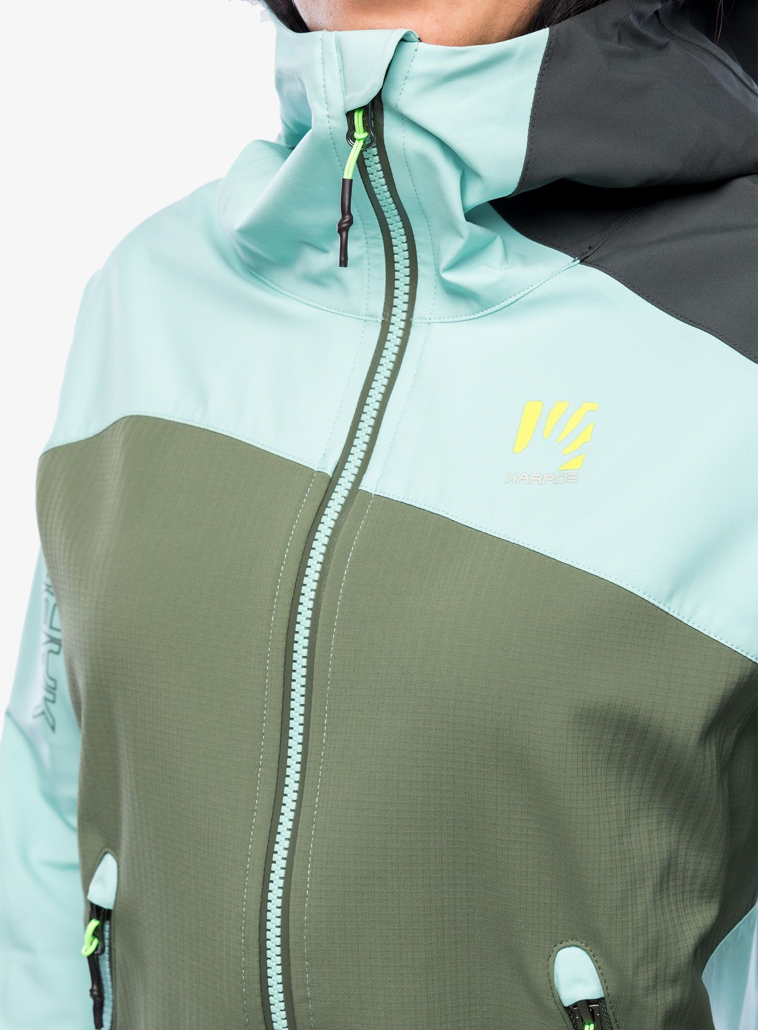 Ženska jakna za turno skijanje Karpos Marmolada Jacket - thyme/aqua sky/black sand