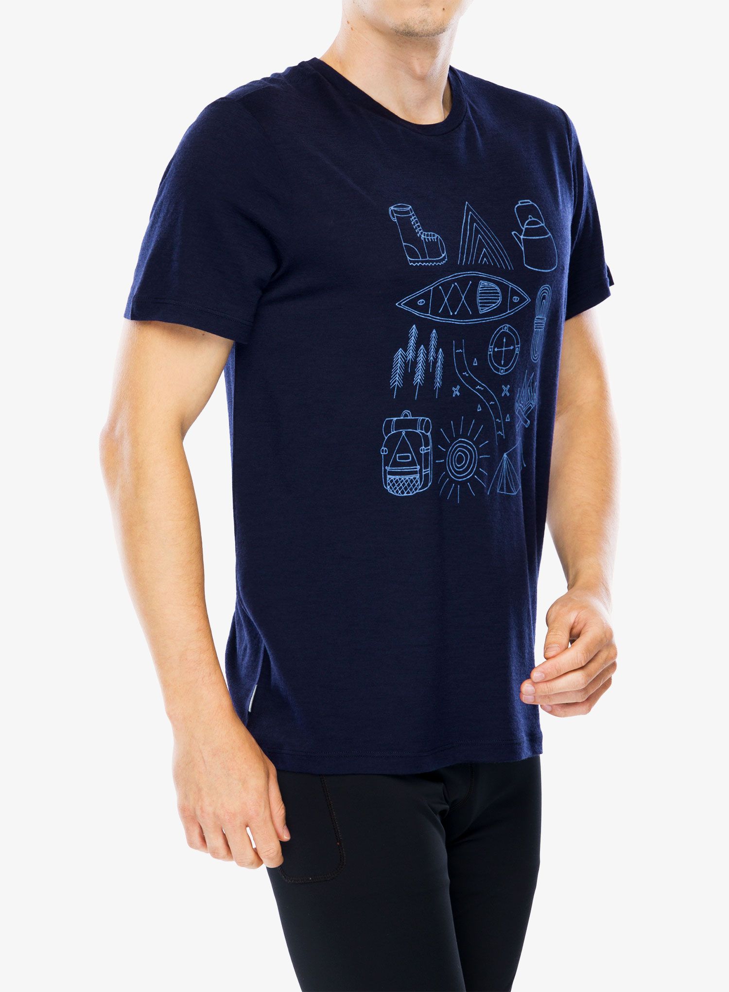 Merino majica Icebreaker Merino 150 Tech Lite SS T Camp Essentials - midnight navy