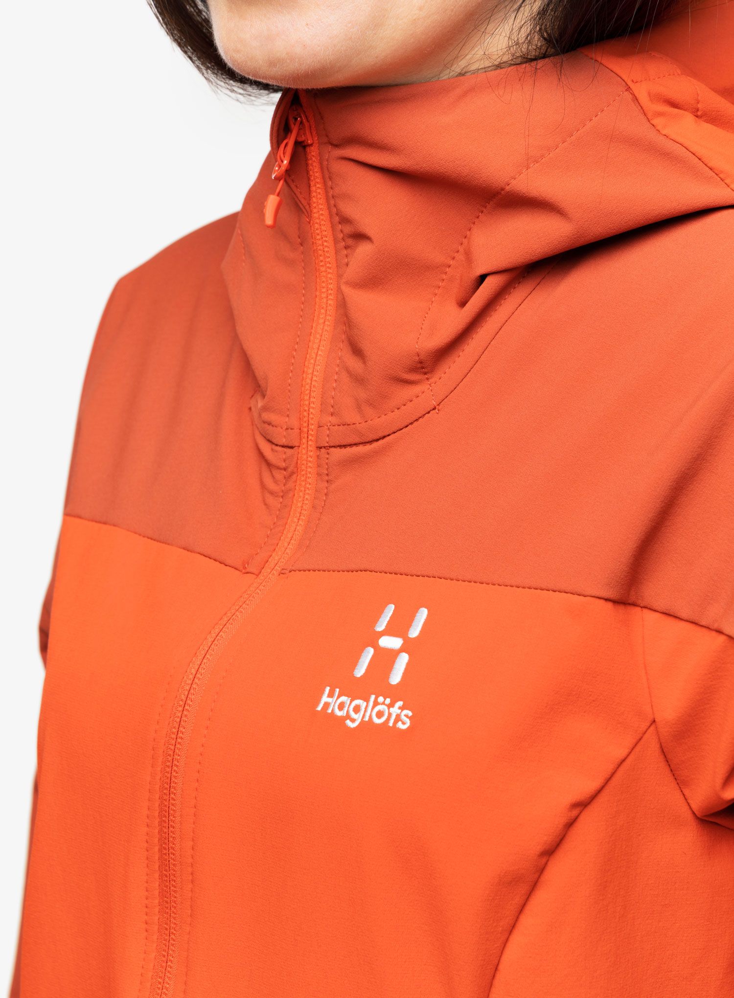 Ženska softshell jakna Haglofs Moran Softshell Hood - zenith red/corrosion