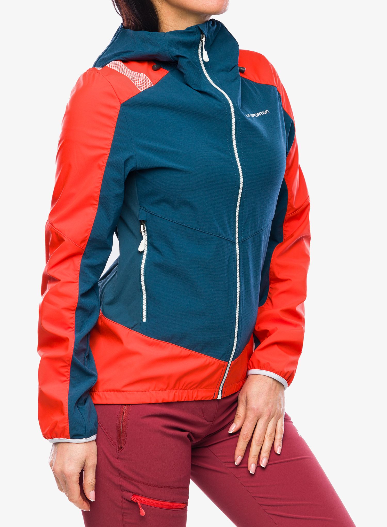 Ženska softshell jakna La Sportiva Aequilibrium Softshell Jacket - storm blue/cherry tomato