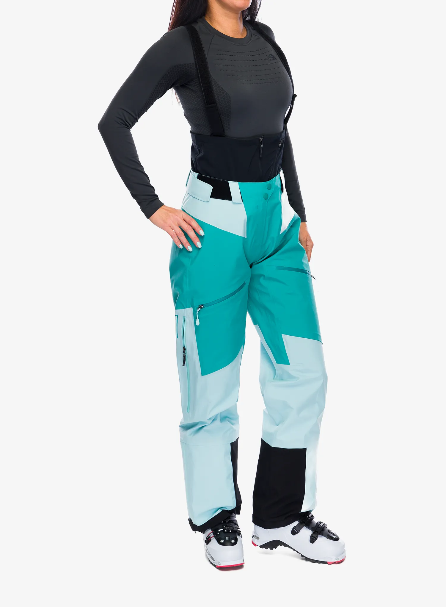Ženske skijaške hlače La Sportiva Chaser Evo Shell Bib Pant - iceberg/lagoon