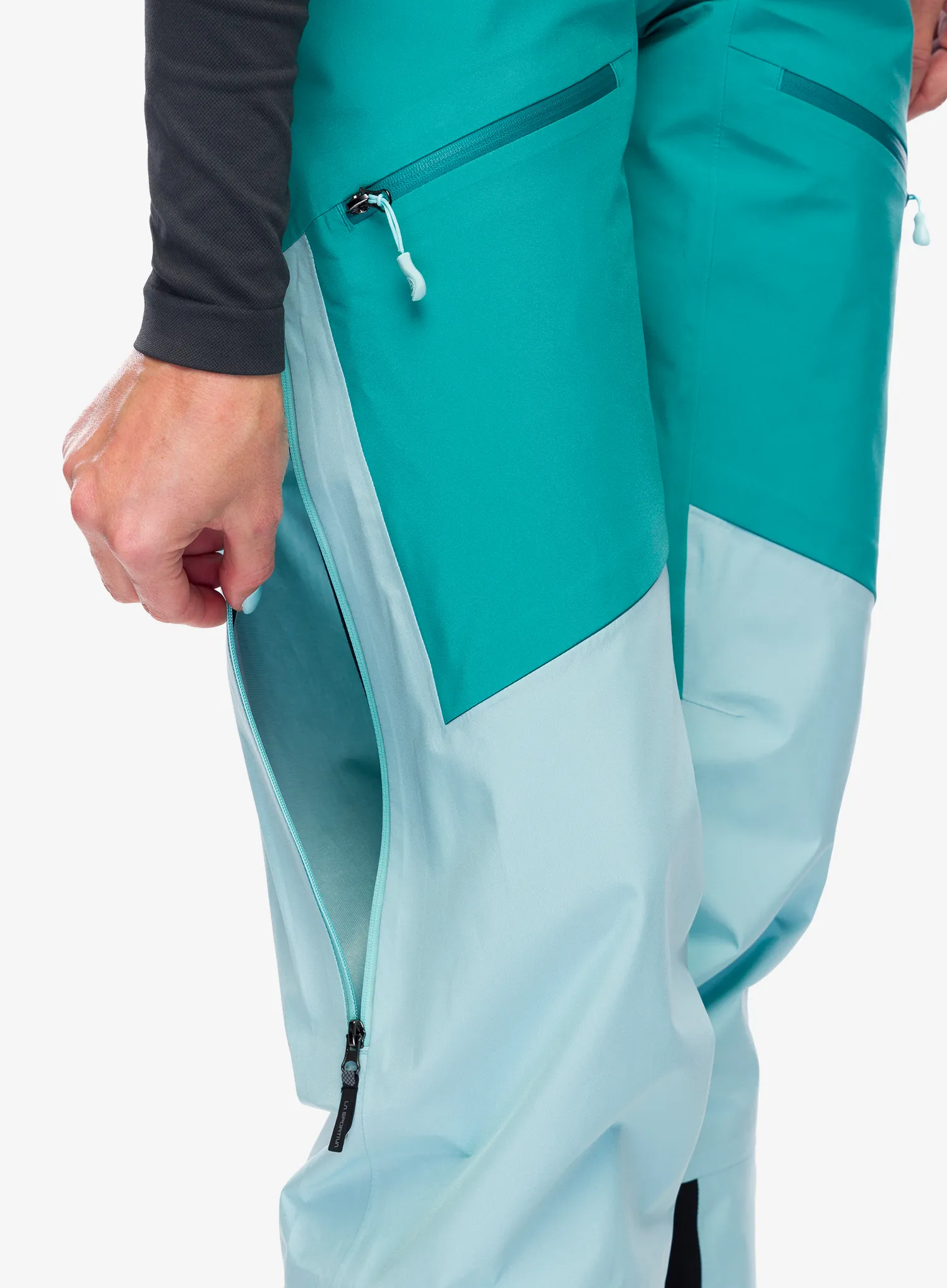 Ženske skijaške hlače La Sportiva Chaser Evo Shell Bib Pant - iceberg/lagoon