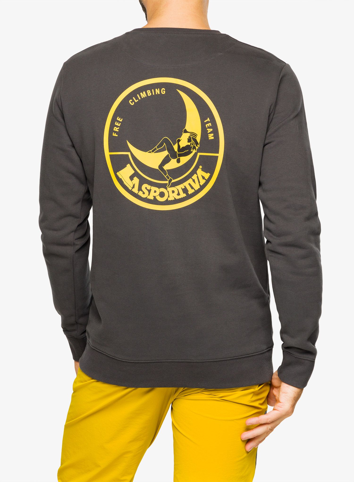 Dukserica La Sportiva Climbing on the Moon Sweatshirt - carbon/giallo