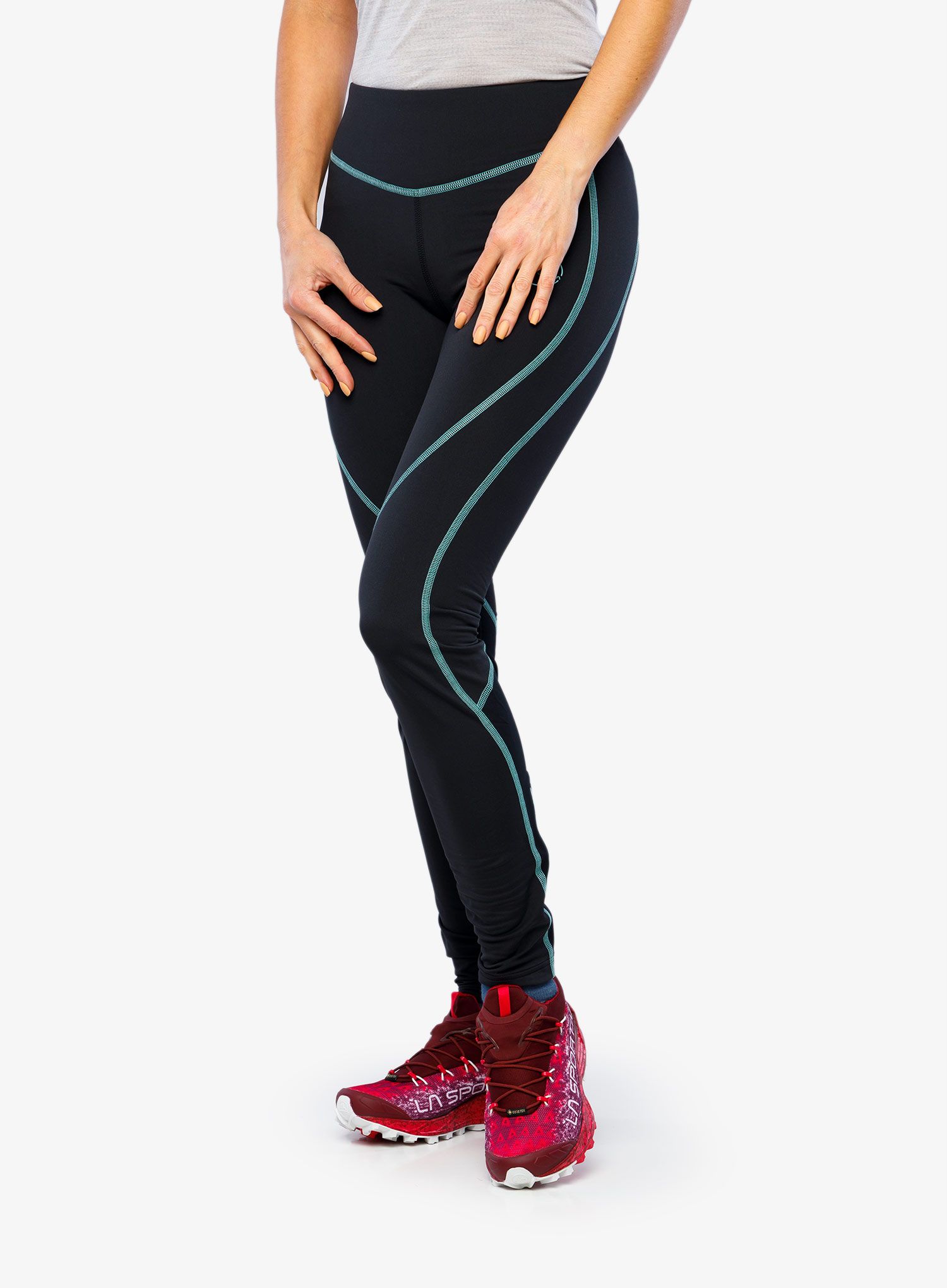 Ženske hlače za trčanje La Sportiva Instant Pant - black/turquoise