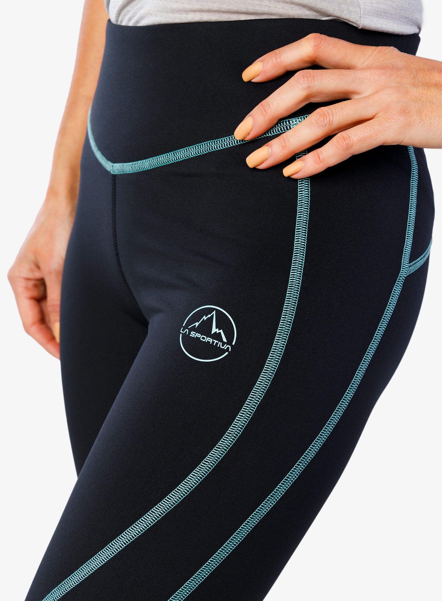 Ženske hlače za trčanje La Sportiva Instant Pant - black/turquoise