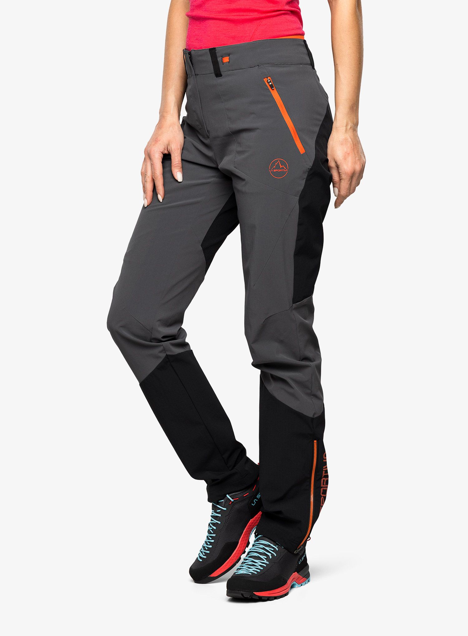 Ženske trekking hlače La Sportiva Monument Pant - carbon/cherry tomato