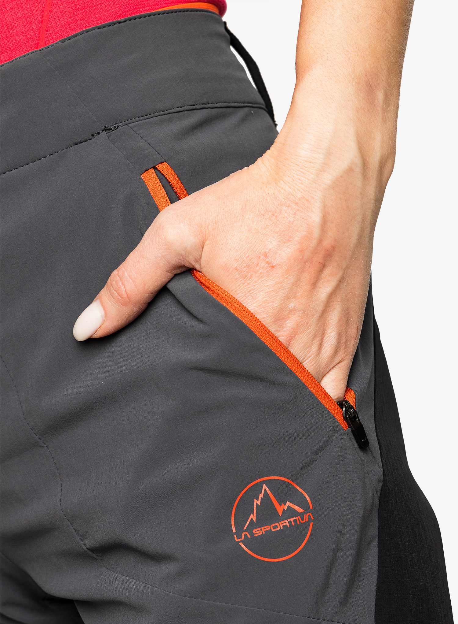 Ženske trekking hlače La Sportiva Monument Pant - carbon/cherry tomato