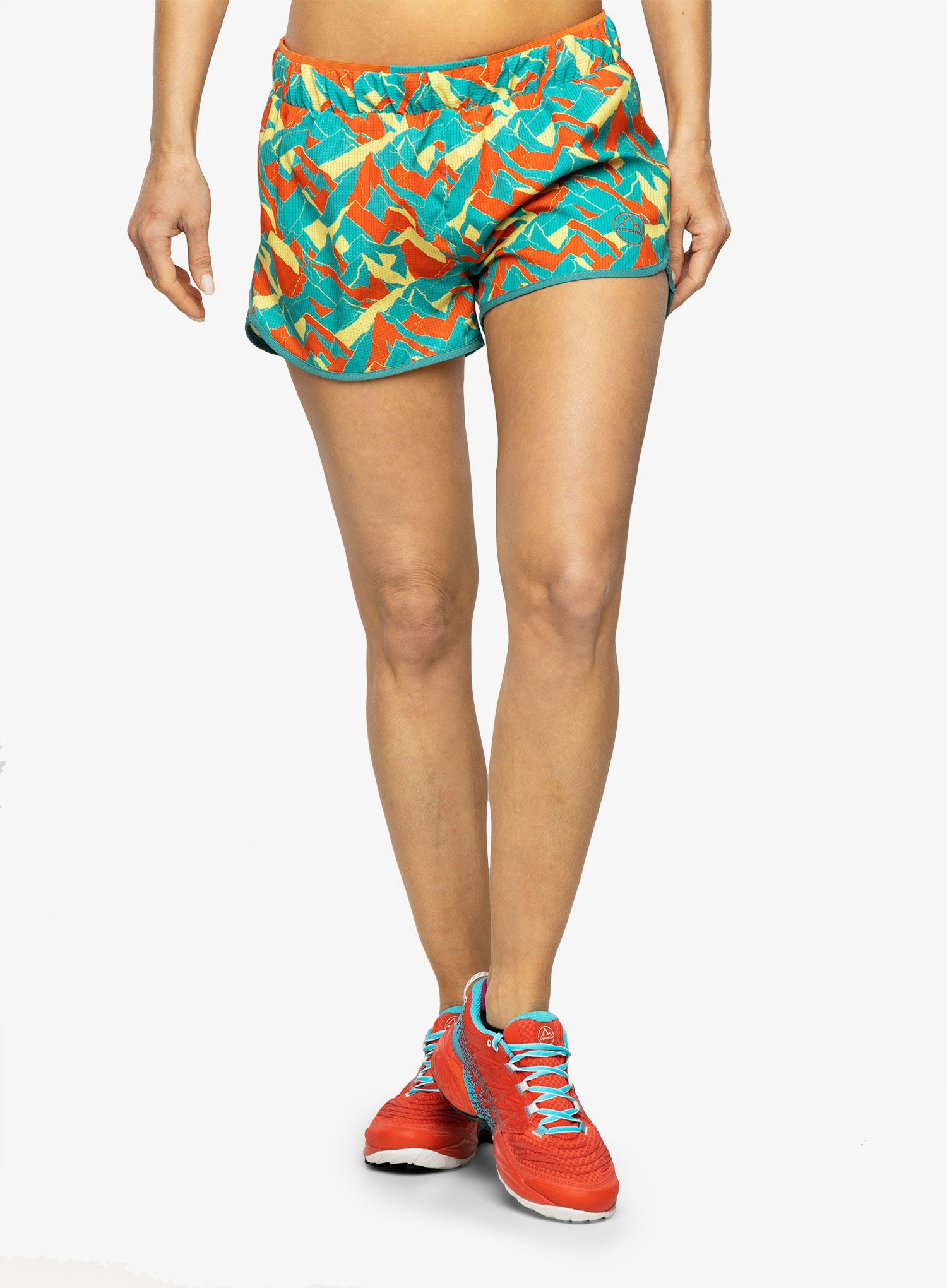 Ženske kratke hlače za trčanje La Sportiva Timing Short - lagoon/cherry tomato