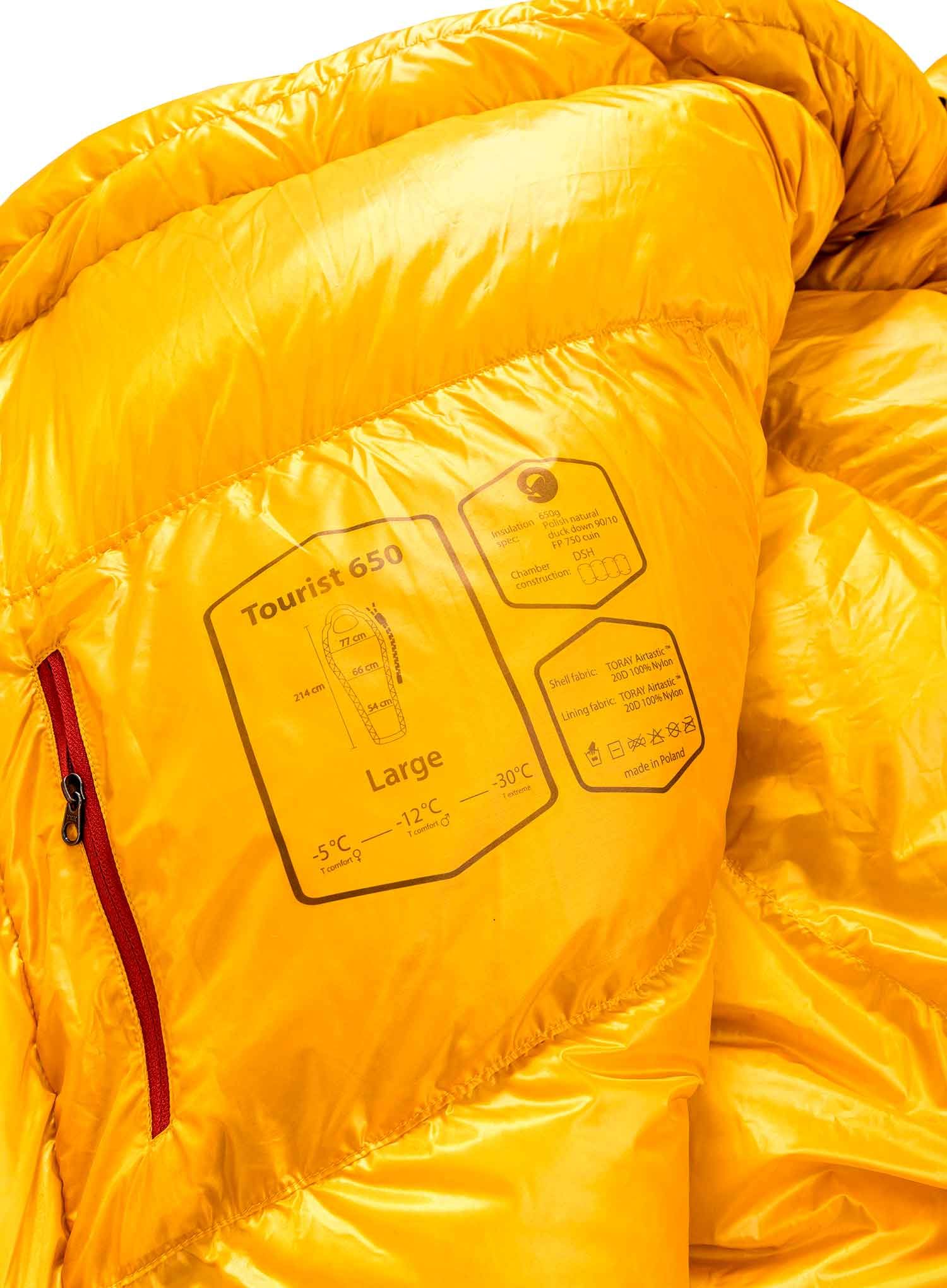Perjana vreća za spavanje Małachowski Tourist 650 L LZ (188 cm) - yellow