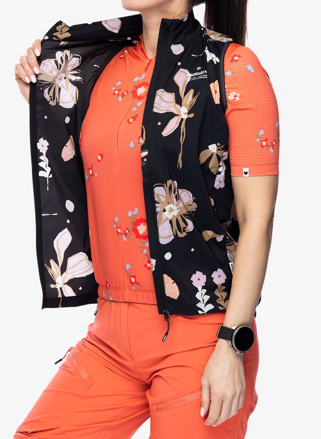 Ženski biciklistički prsluk Maloja Seis Printed Vest - deep black flora