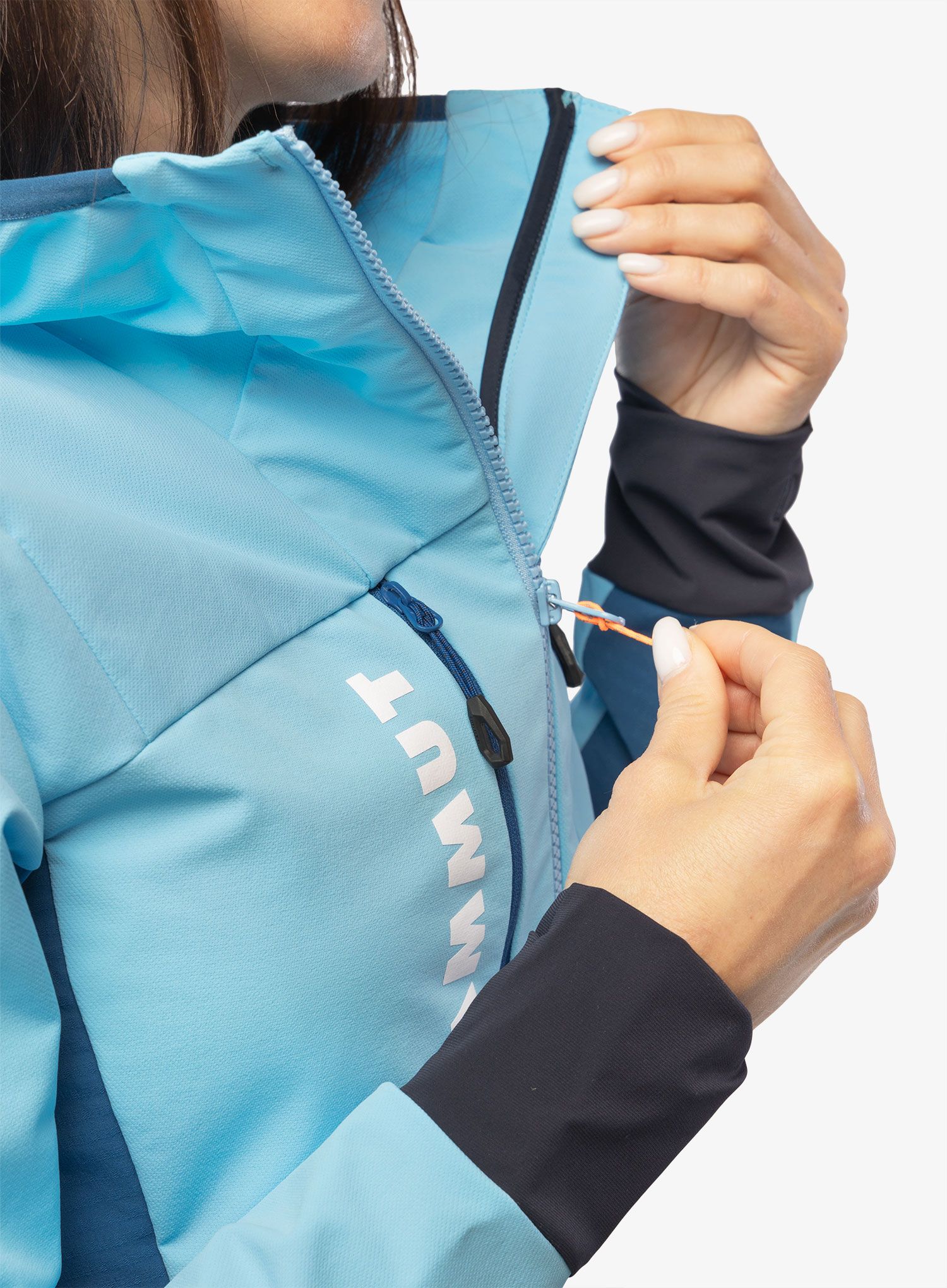 Ženska softshell jakna Mammut Aenergy SO Hybrid Hooded Jacket - cool blue/deep ice