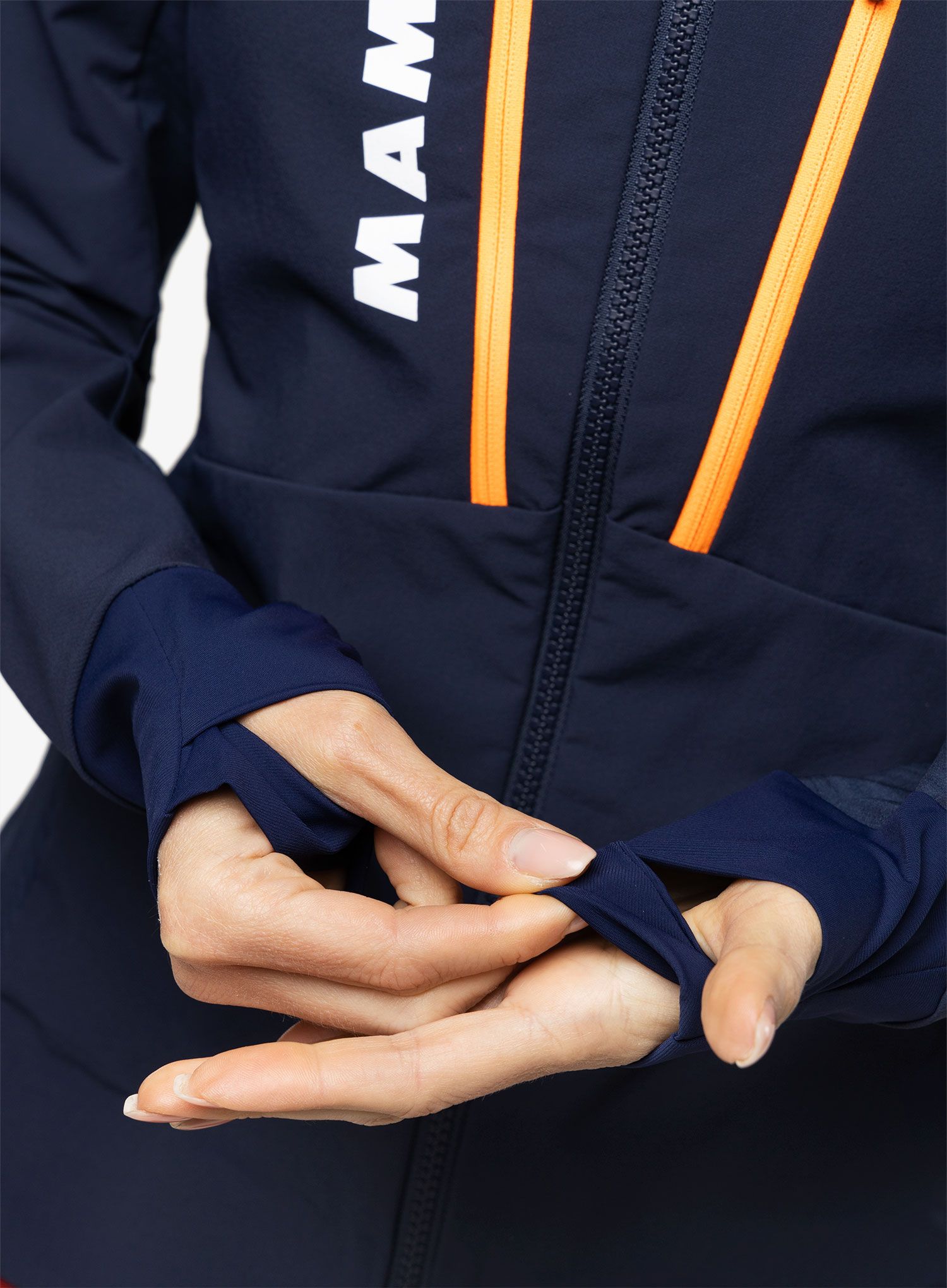 Ženski softshell Mammut Aenergy SO Hybrid Hooded Jacket - marine/vibrant orange