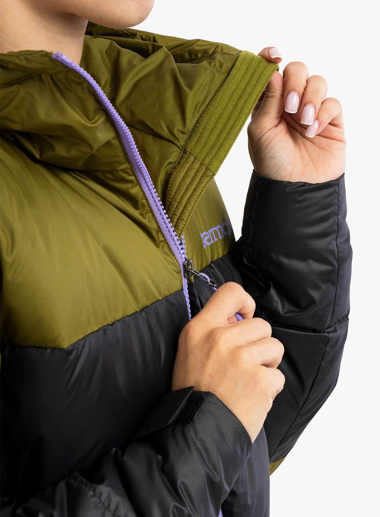 Ženska perjana jakna Marmot Guides Down Hoody - black/military green