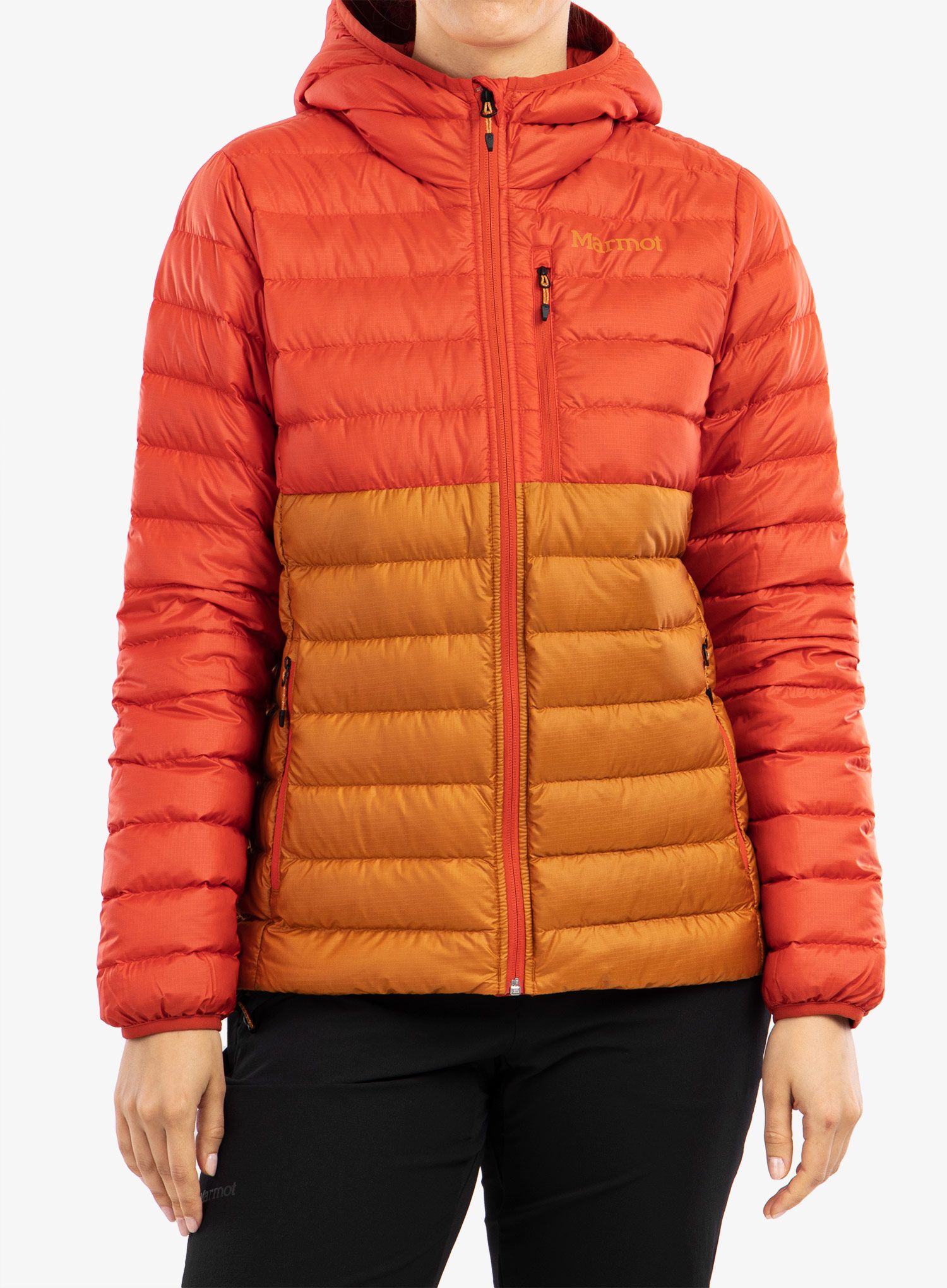 Ženska perjana jakna Marmot Highlander Hoody - cairo/copper