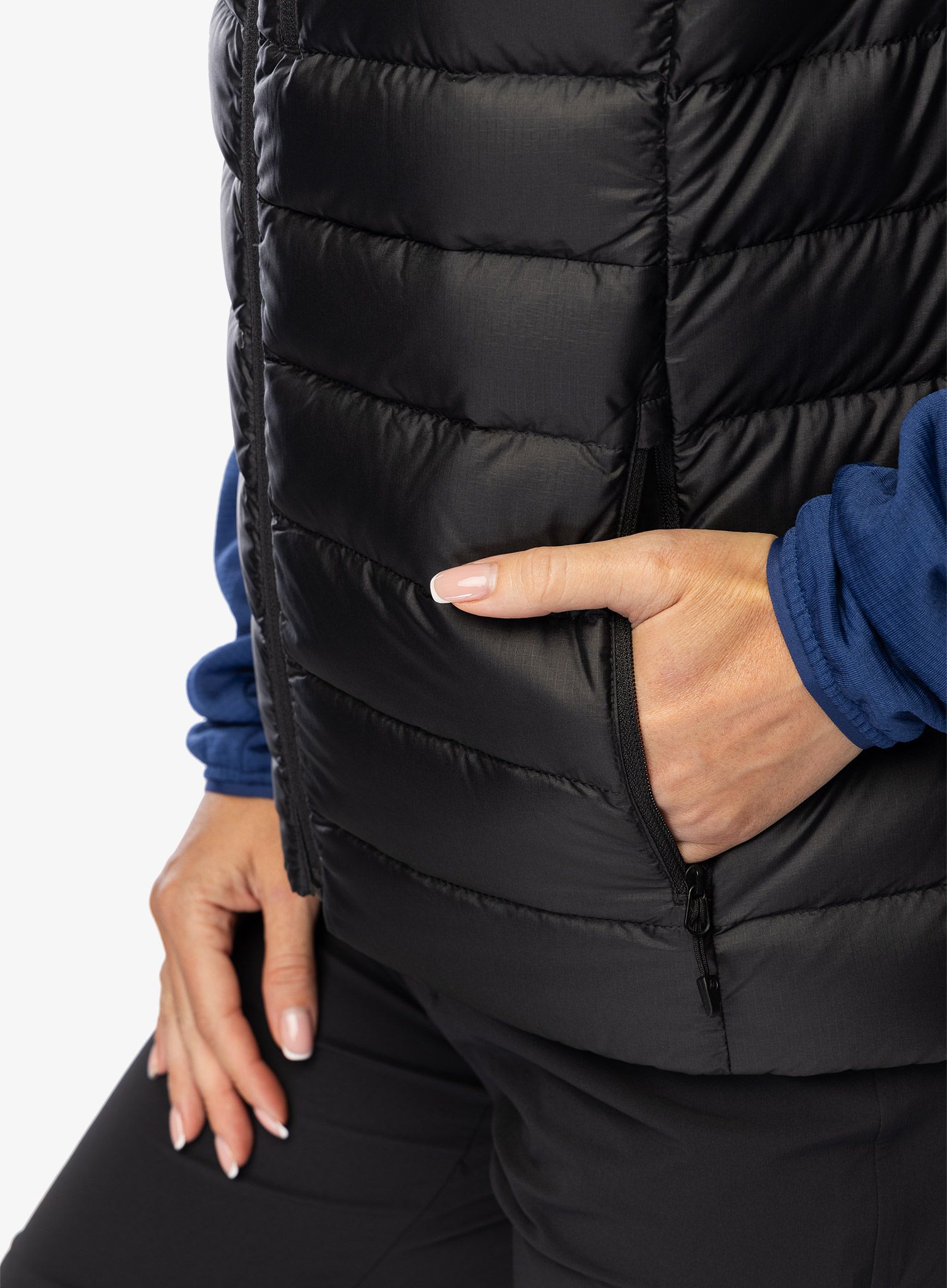 Ženski perjani prsluk Marmot Highlander Vest - black/black