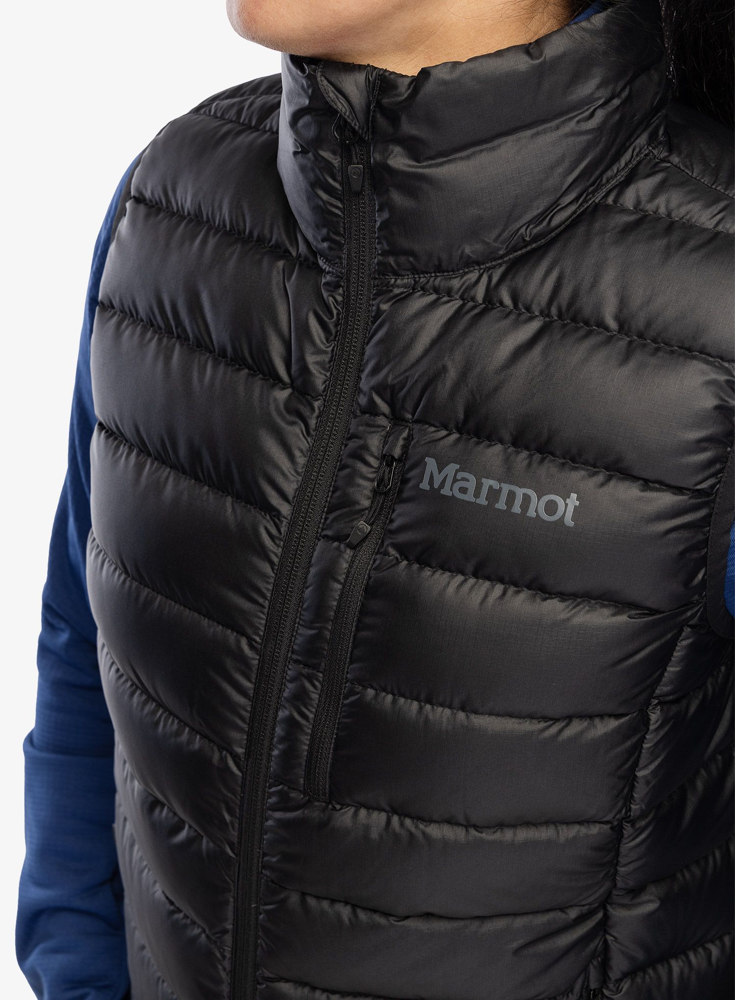 Ženski perjani prsluk Marmot Highlander Vest - black/black