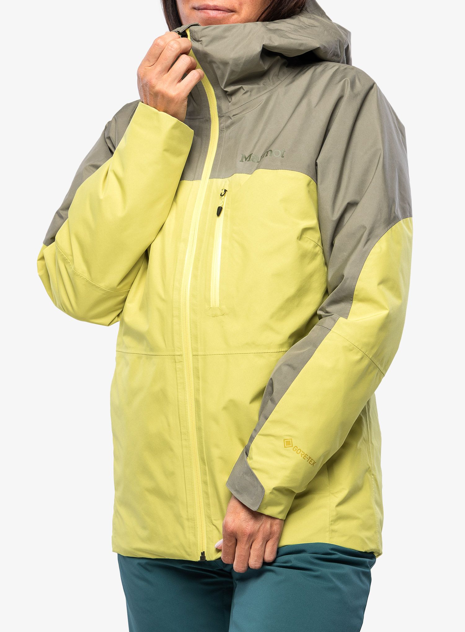 Ženska skijaška jakna Marmot Lightray GORE-TEX Jacket - vetiver/limelight
