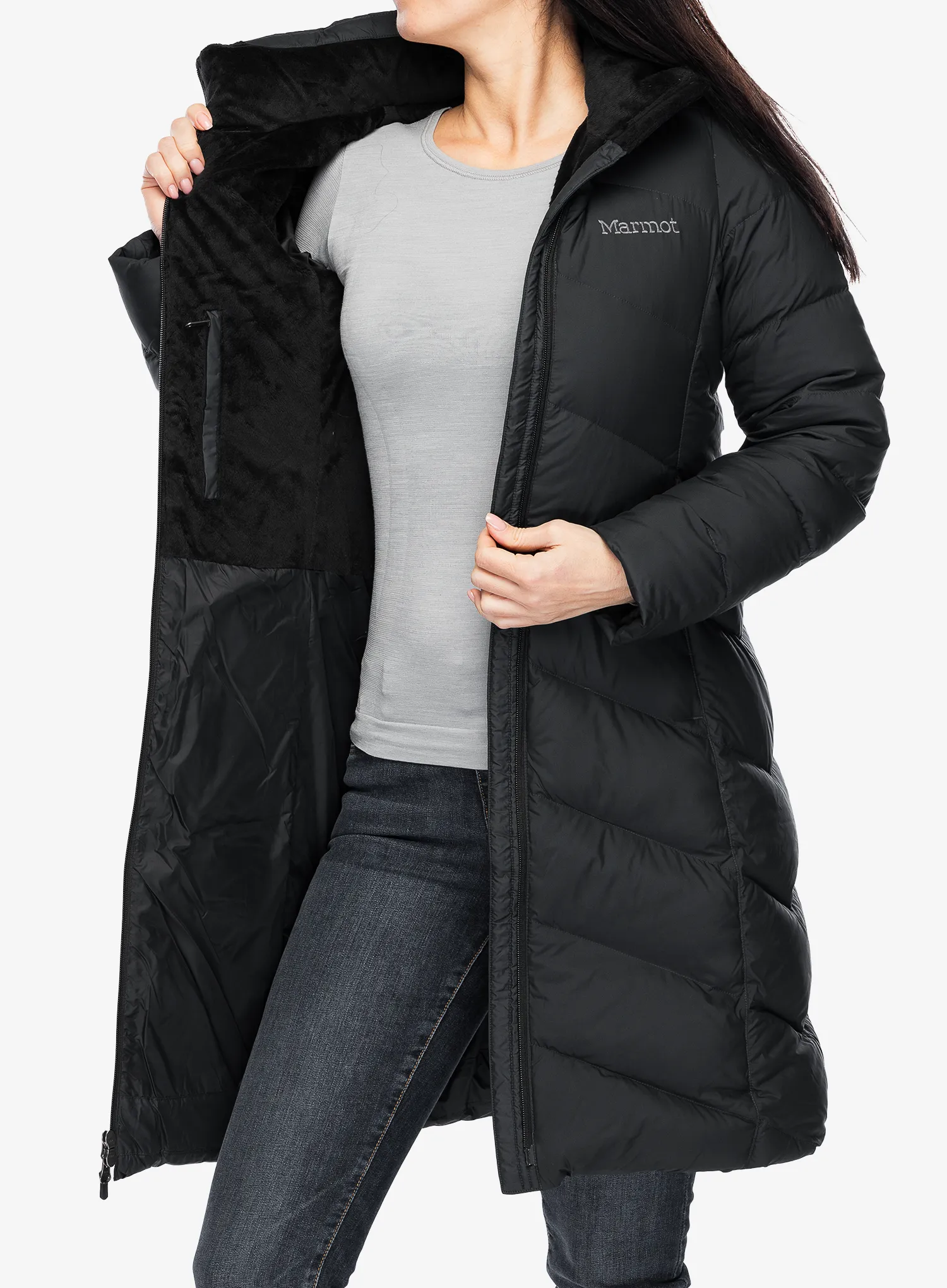 Ženski perjani kaput Marmot Montreaux Coat - black/black