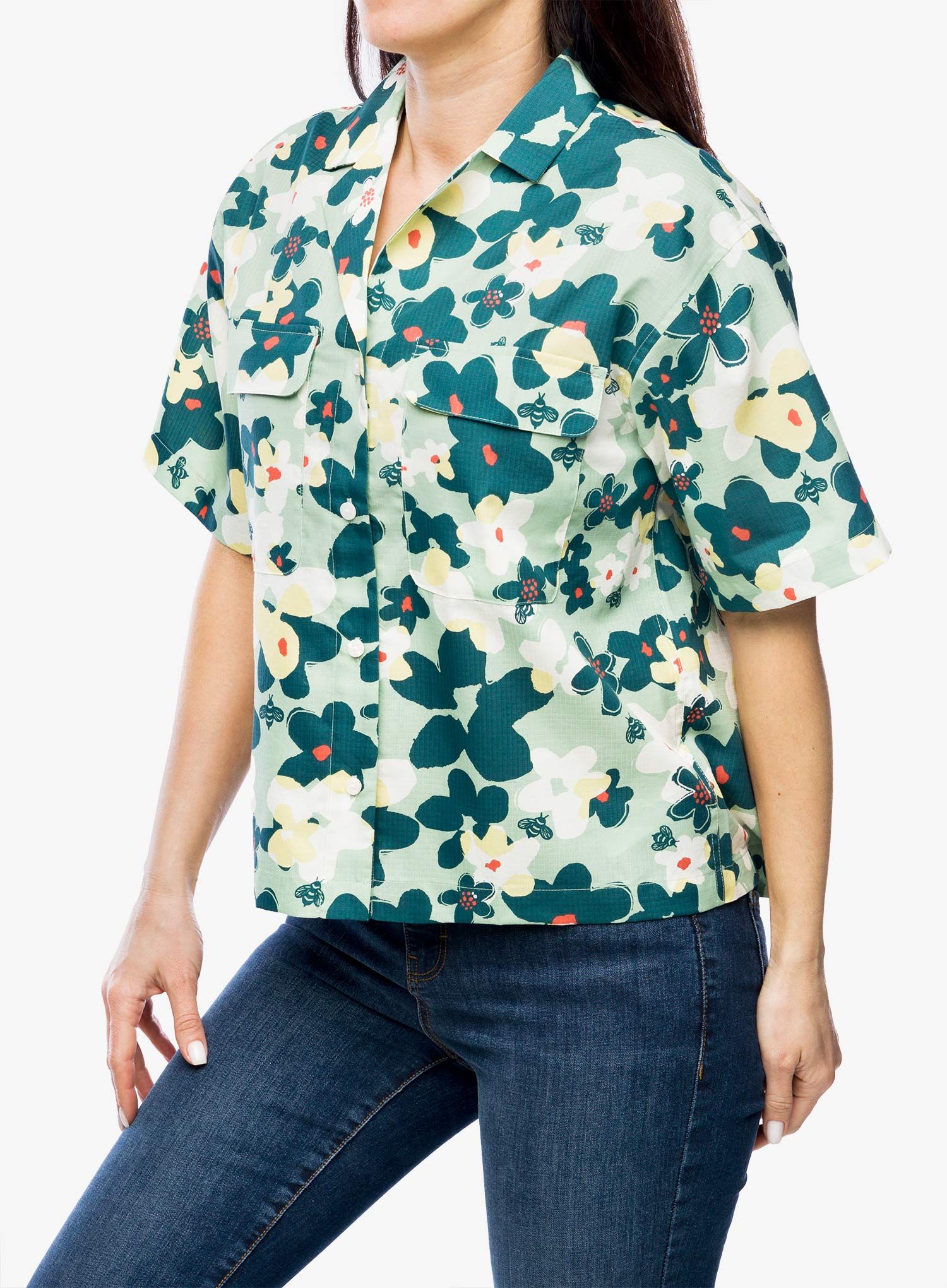 Ženska putna košulja Marmot Muir Camp Novelty S/S - frosty green