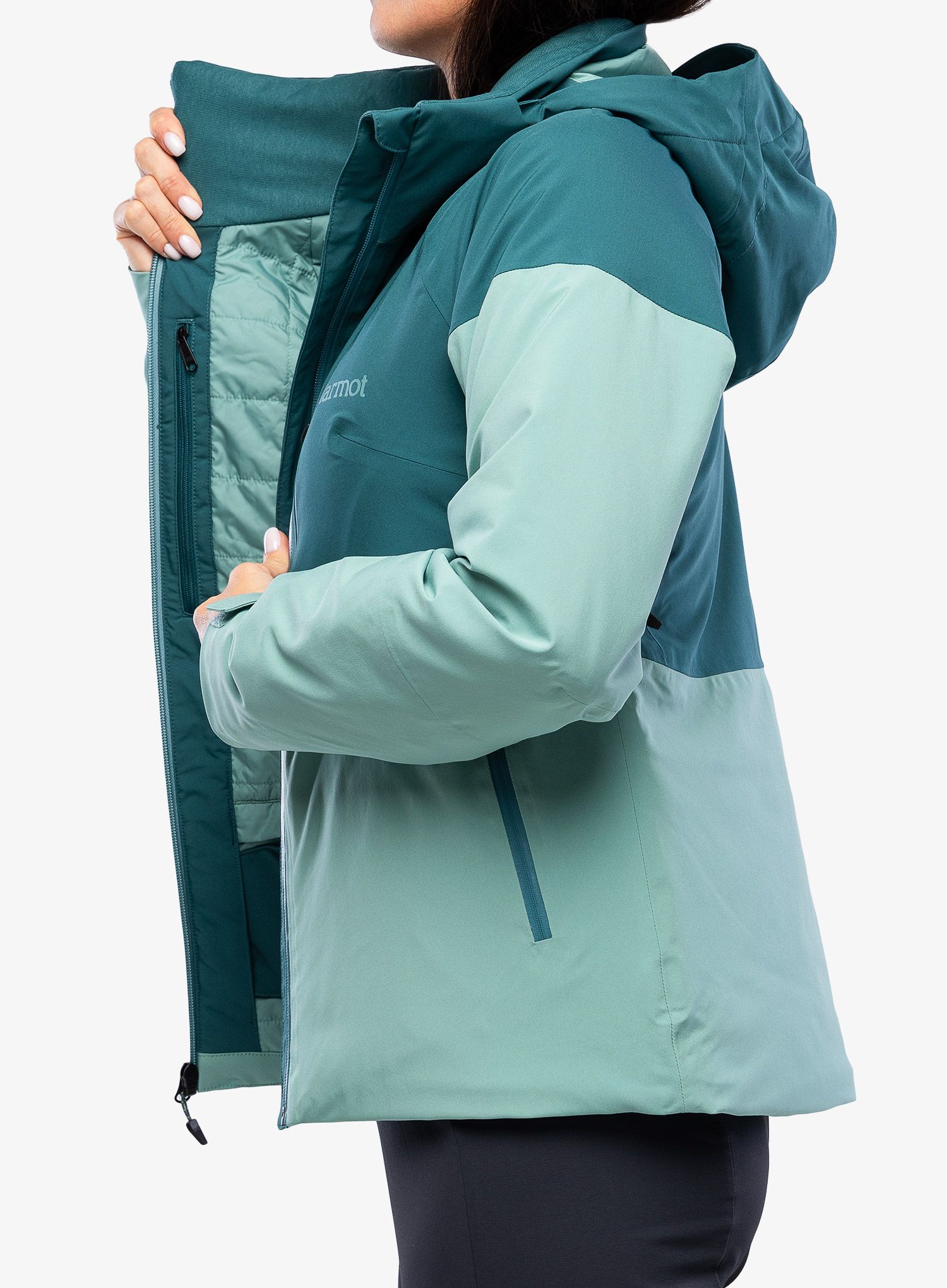 Ženska skijaška jakna Marmot Pace Jacket - dark jungle/blue agave