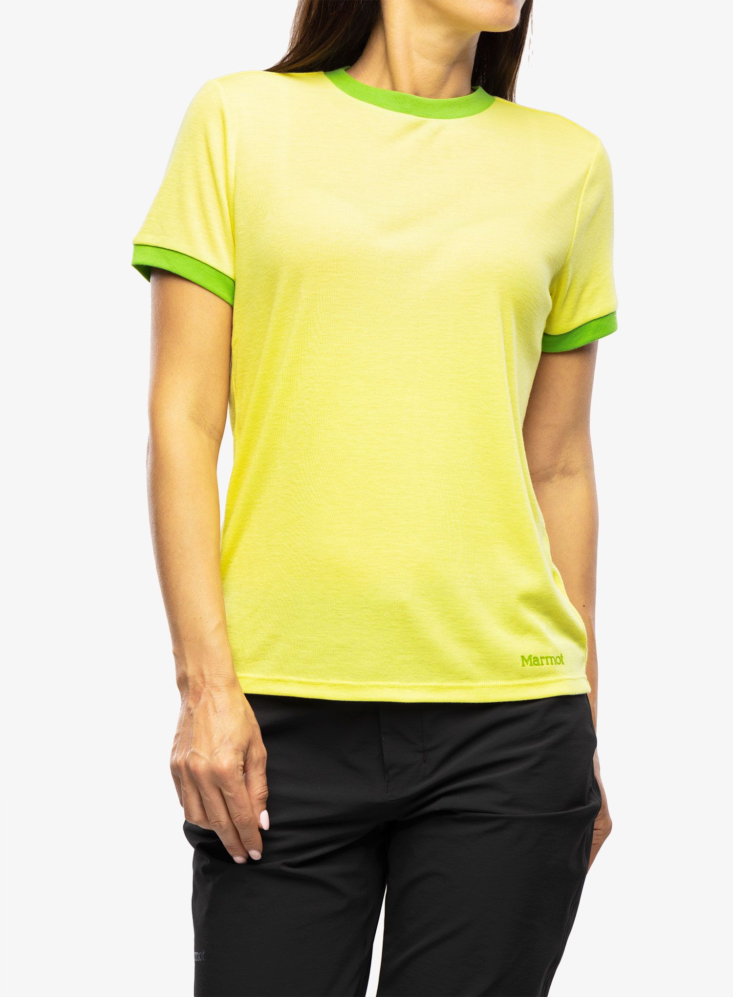 Ženska brzosušeća majica Marmot Switchback SS - light yellow/kiwi