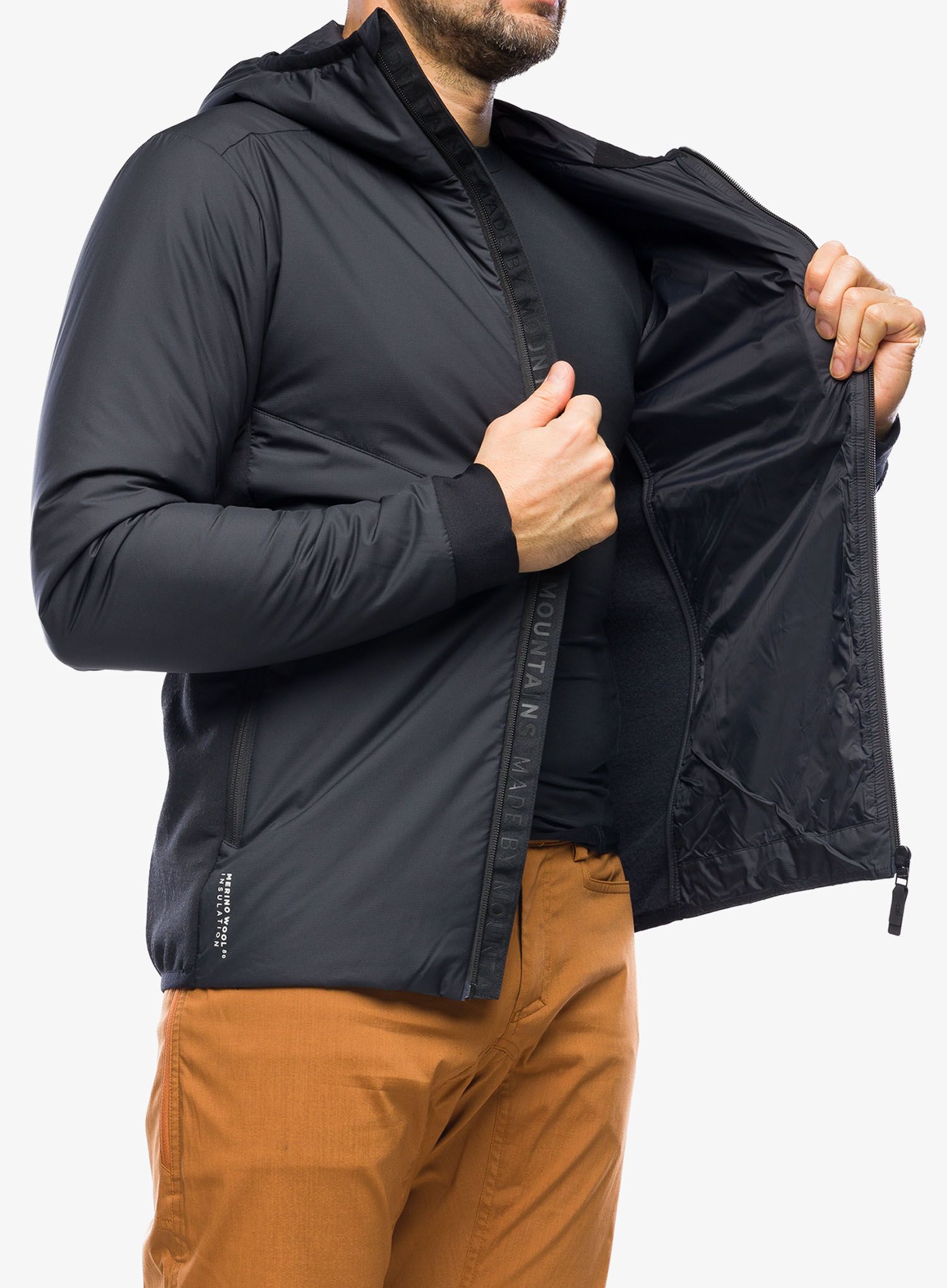Jakna s postavom Mons Royale Arete Wool Insulation Hood - black