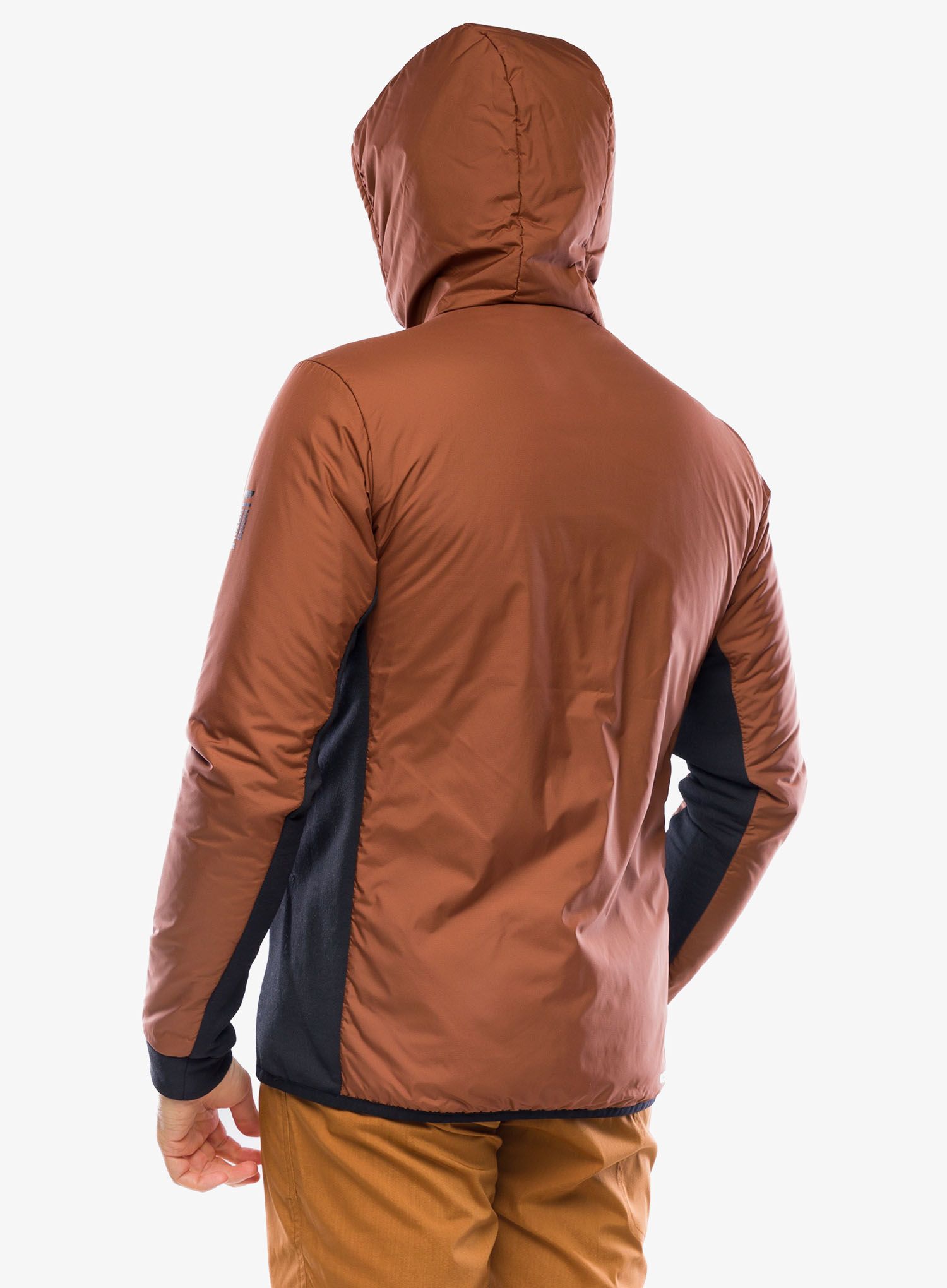 Jakna s postavom Mons Royale Arete Wool Insulation Hood - dark copper/black