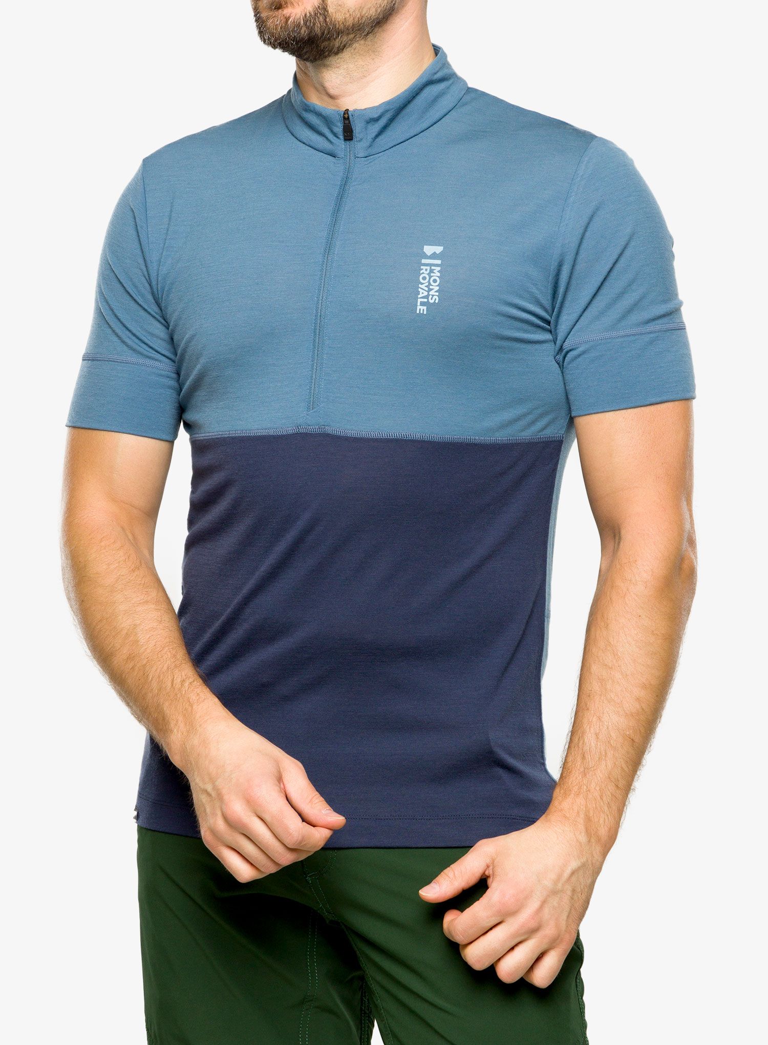 Biciklistička majica Mons Royale Cadence Half Zip T - blue state/midnight