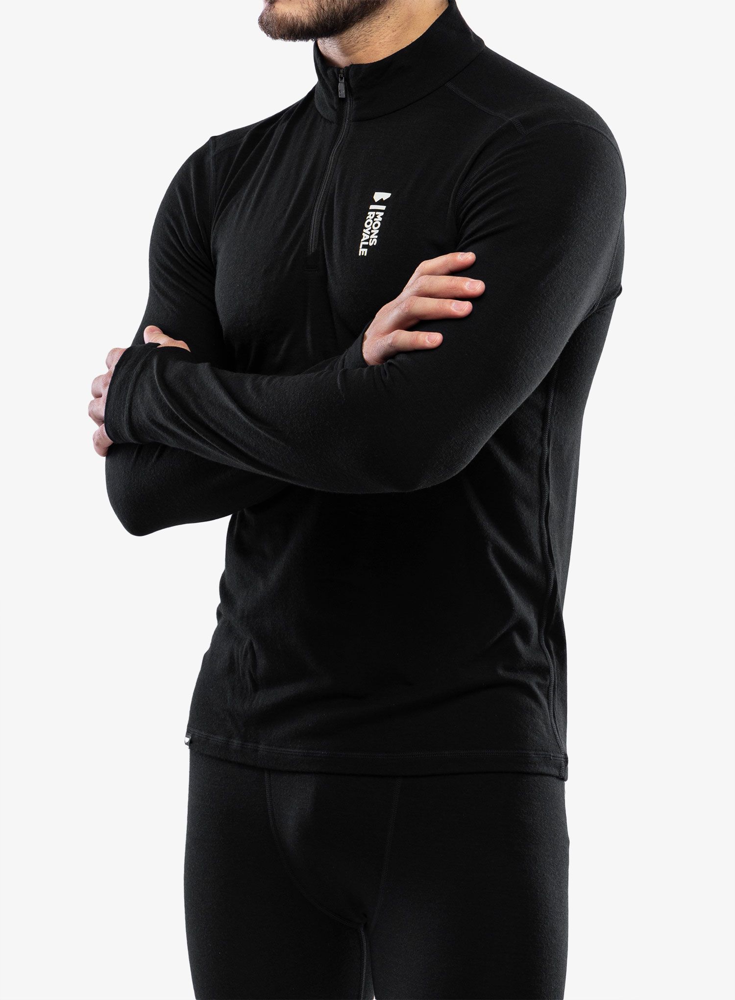 Termoaktivna dukserica Mons Royale Cascade 1/4 Zip - black