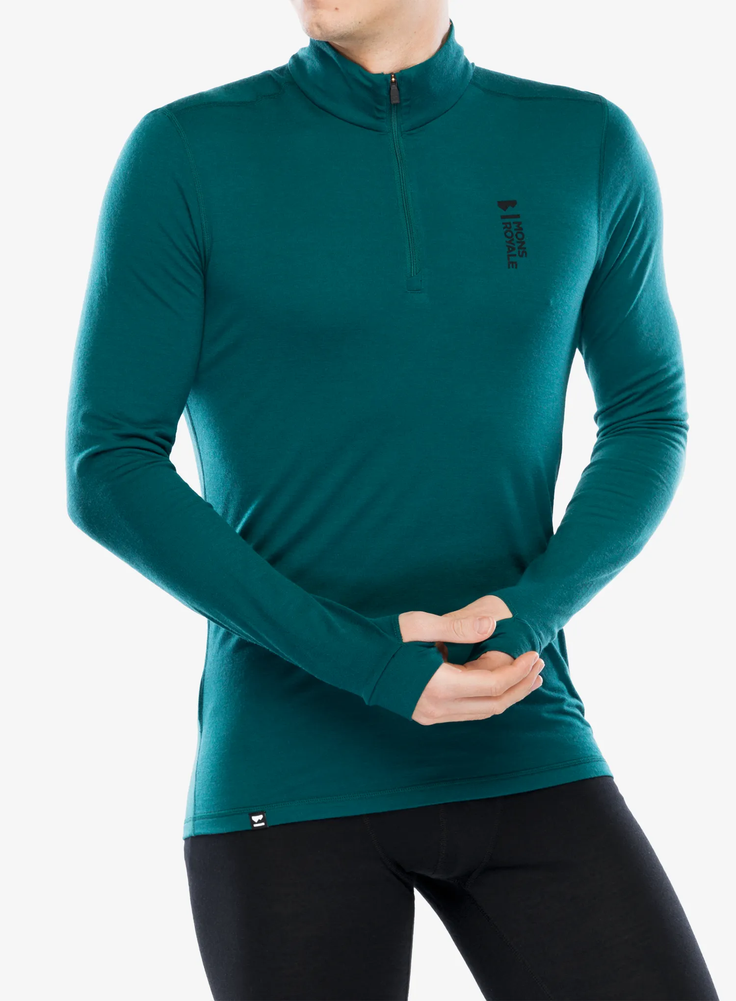 Termoaktivna dukserica Mons Royale Cascade 1/4 Zip - evergreen
