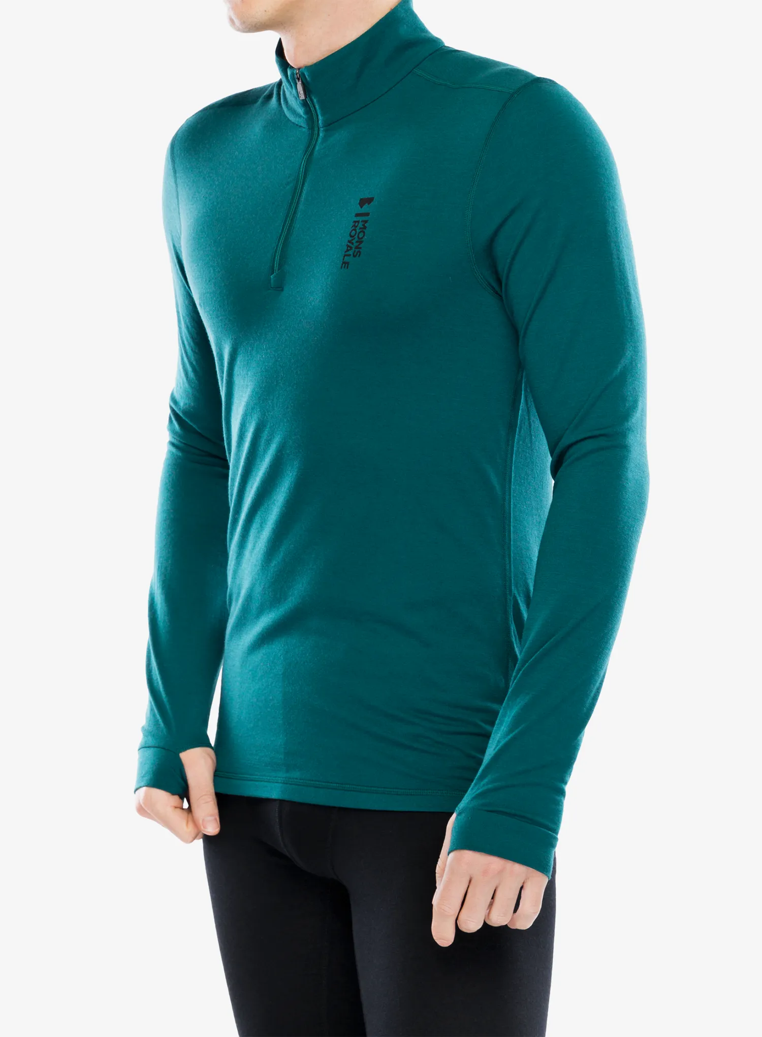 Termoaktivna dukserica Mons Royale Cascade 1/4 Zip - evergreen