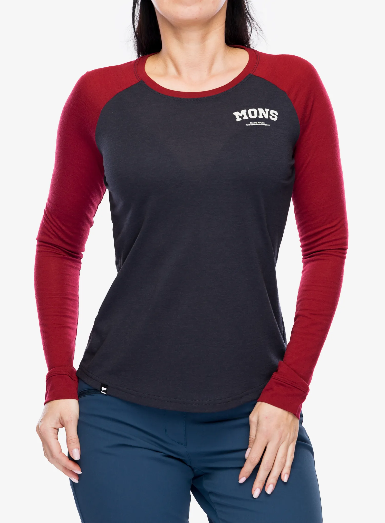 Ženska dukserica Mons Royale Icon Raglan - cherry/9 iron