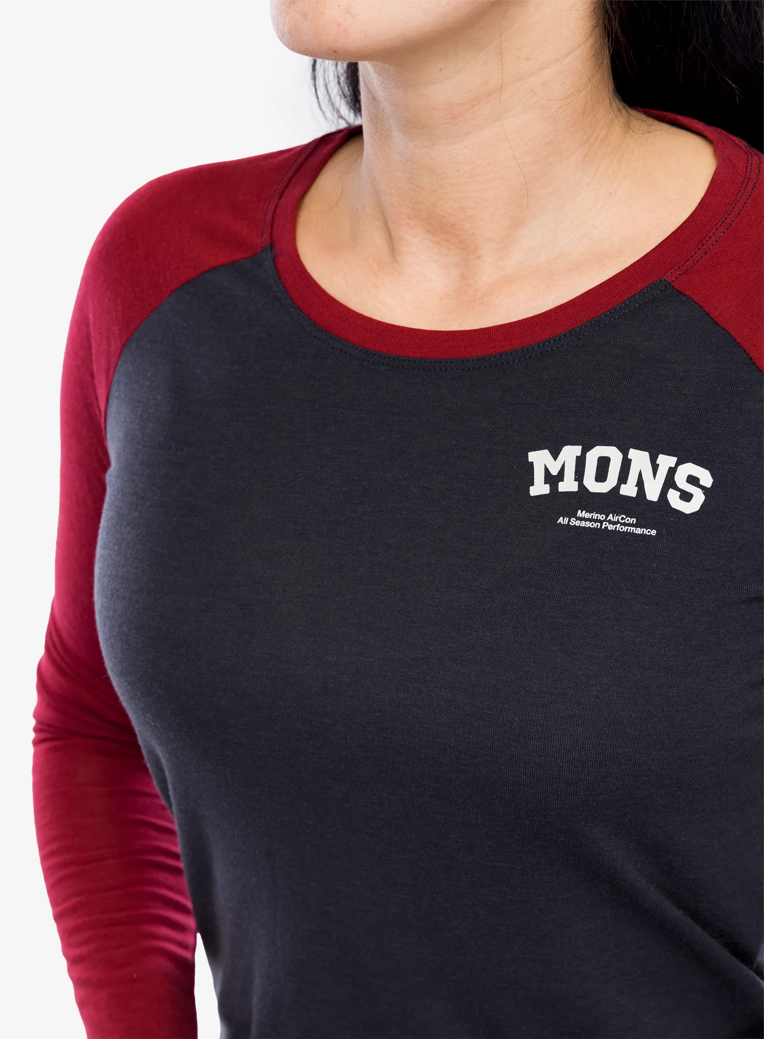 Ženska dukserica Mons Royale Icon Raglan - cherry/9 iron