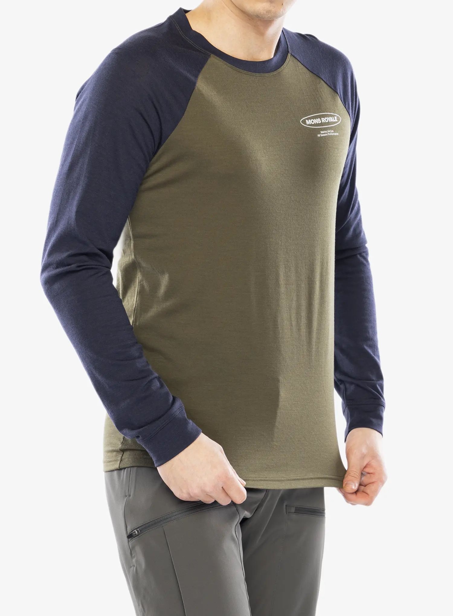 Majica dugih rukava Mons Royale Icon Raglan - dark olive/9 iron