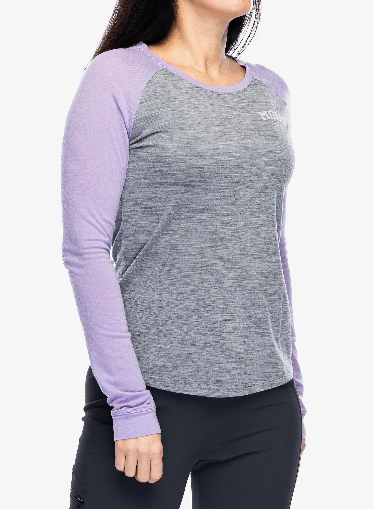 Ženska dukserica Mons Royale Icon Raglan - grey heather/lupin